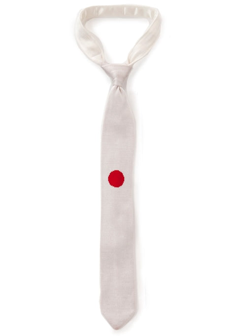 Hinomaru Silk Knit Necktie White