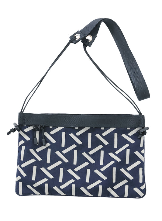 Woven Indigo Nylon Satin Shoulder Bag Pattern