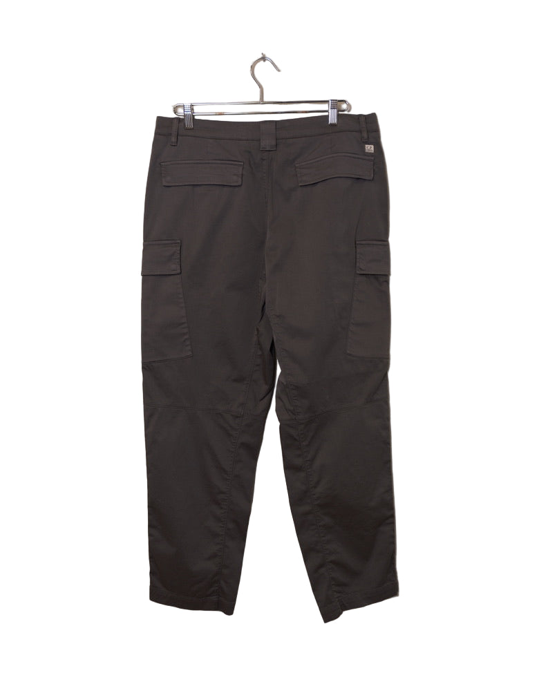 Stretch Sateen Loose Cargo Pants - Smoked Pearl