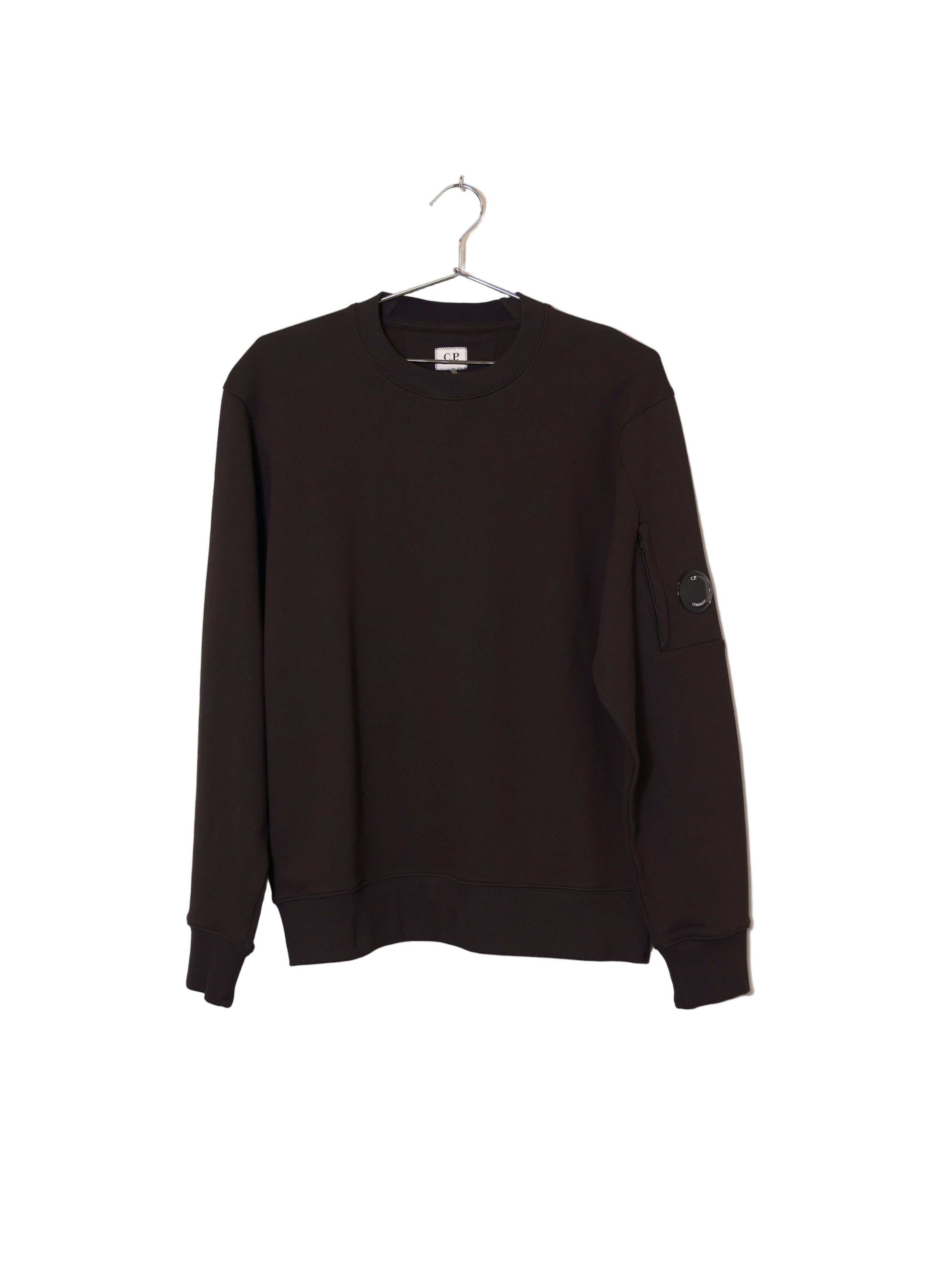 Diagonal Raised Fleece Crewneck Lens Sweatshirt - Black