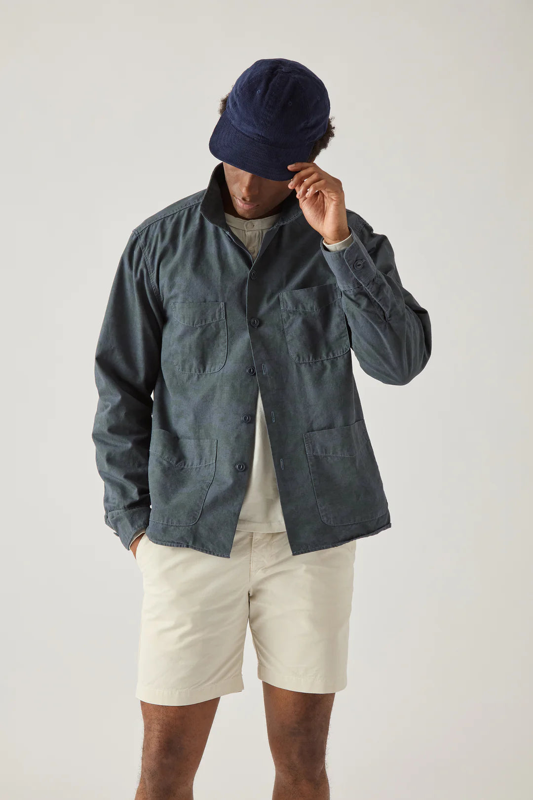 Overdyed Camo Shirt Jacket Navy
