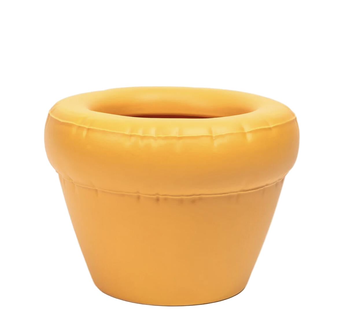 A yolk yellow ceramic planter with a soft, rounded form and matte finish.