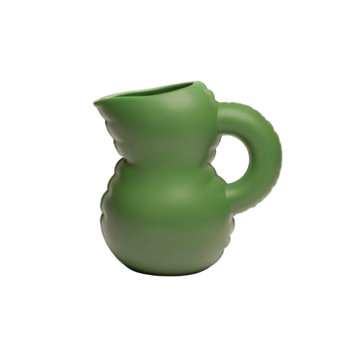 A moss green ceramic carafe with a matte finish.