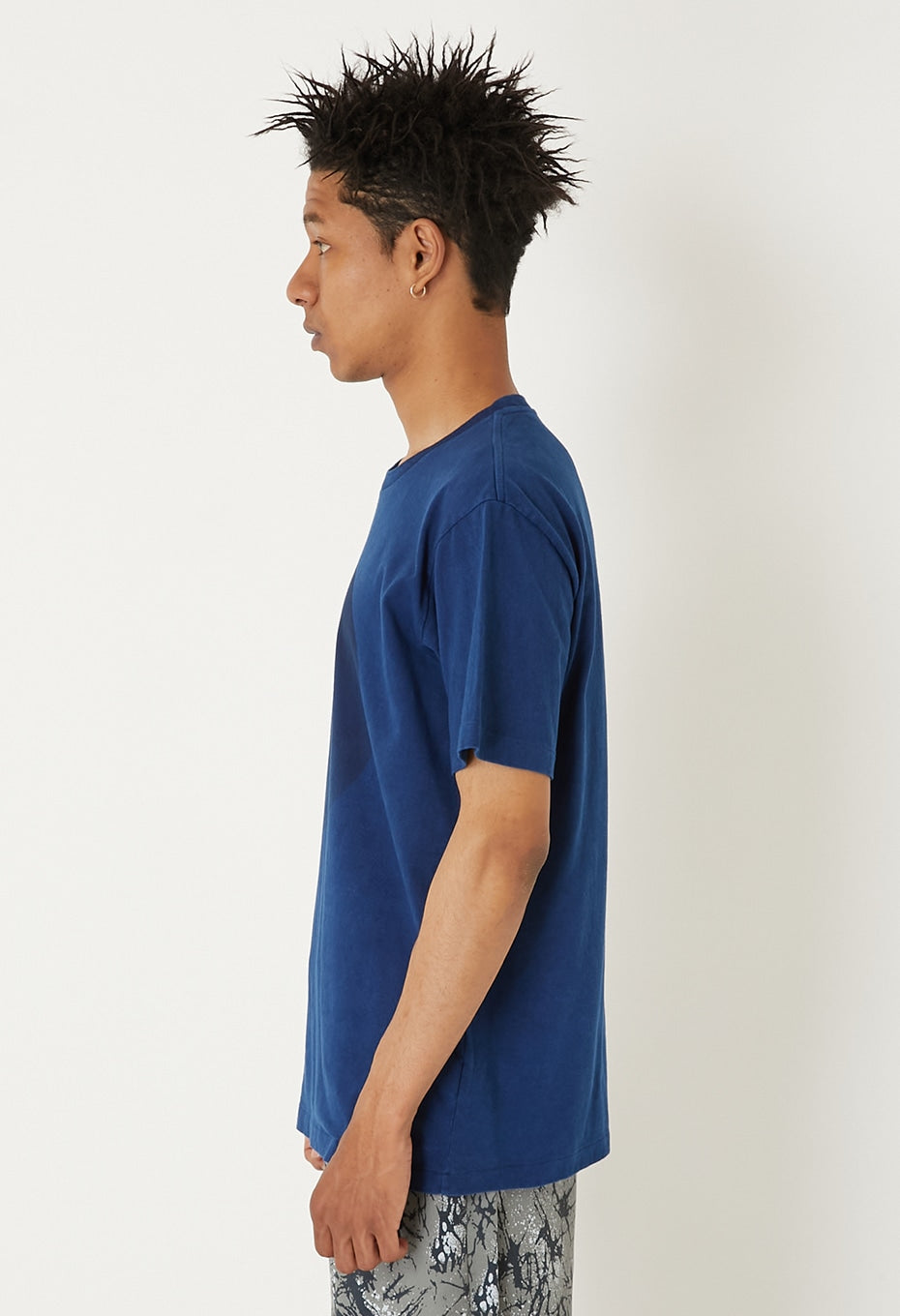 Unisex Knitted Indigo Big Circle Printed SS Tee Indigo