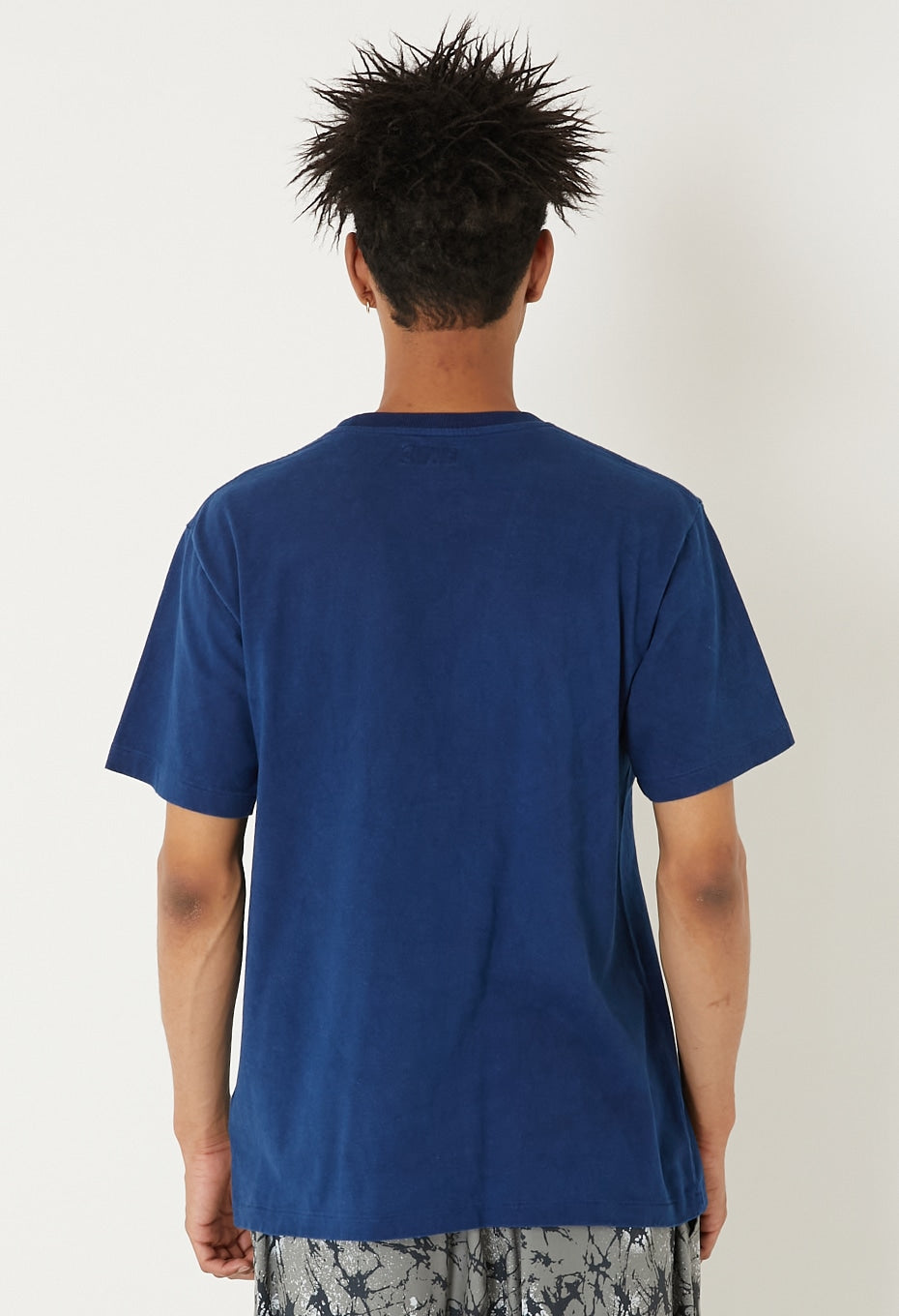 Unisex Knitted Indigo Big Circle Printed SS Tee Indigo