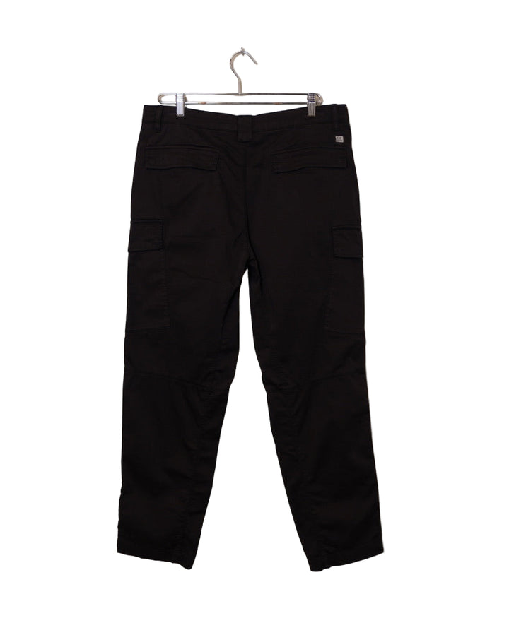 Stretch Sateen Loose Cargo Pants - Black
