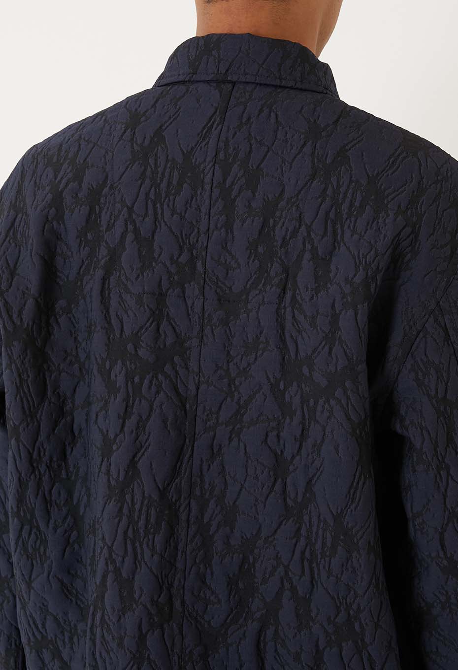 Mens Woven Glass Pattern Jacquard Zip Up Jacket Dark Navy