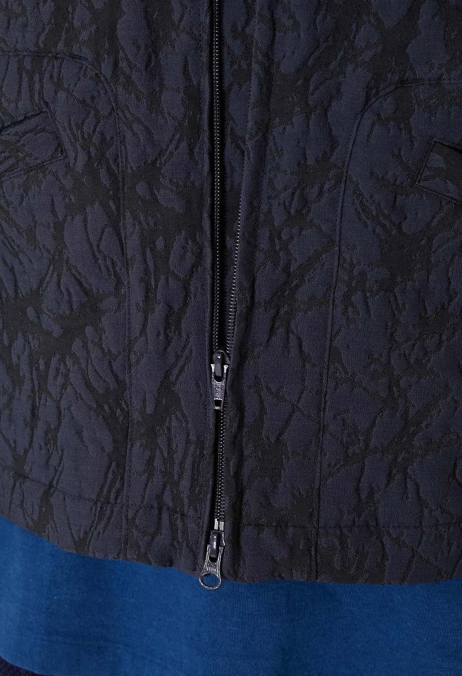 Mens Woven Glass Pattern Jacquard Zip Up Jacket Dark Navy