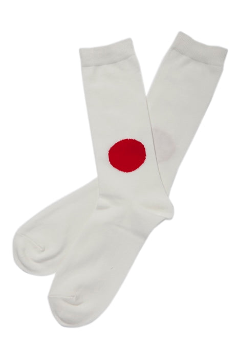 Knitted Japan Flag Socks Natural