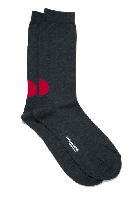 Back-Side Japan Flag Socks Charcoal Grey