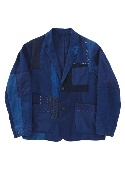 Woven Indigo Linen Patchwork Jacket