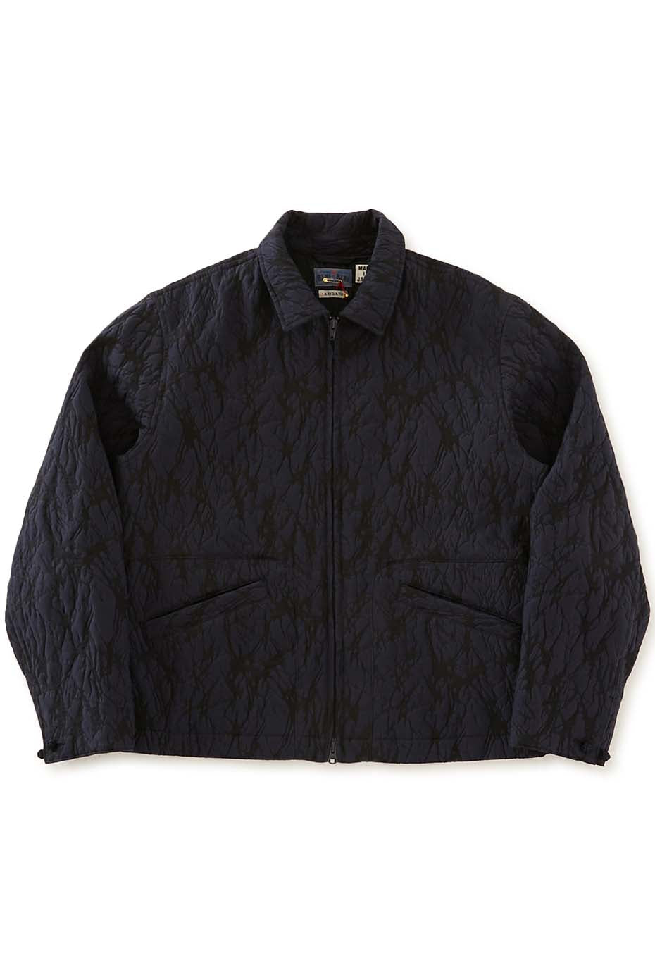 Mens Woven Glass Pattern Jacquard Zip Up Jacket Dark Navy