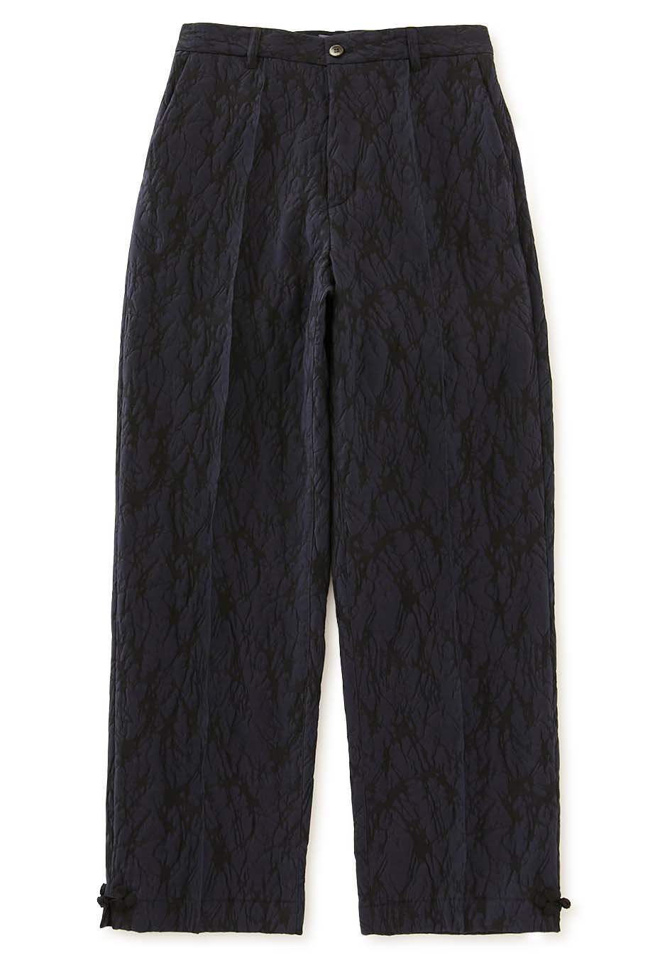 Mens Woven Glass Pattern Jacquard Trousers Dark Navy