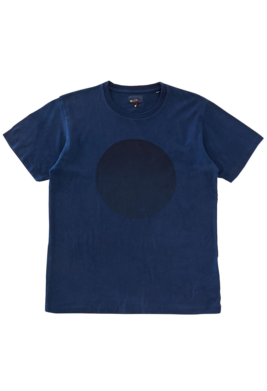 Unisex Knitted Indigo Big Circle Printed SS Tee Indigo