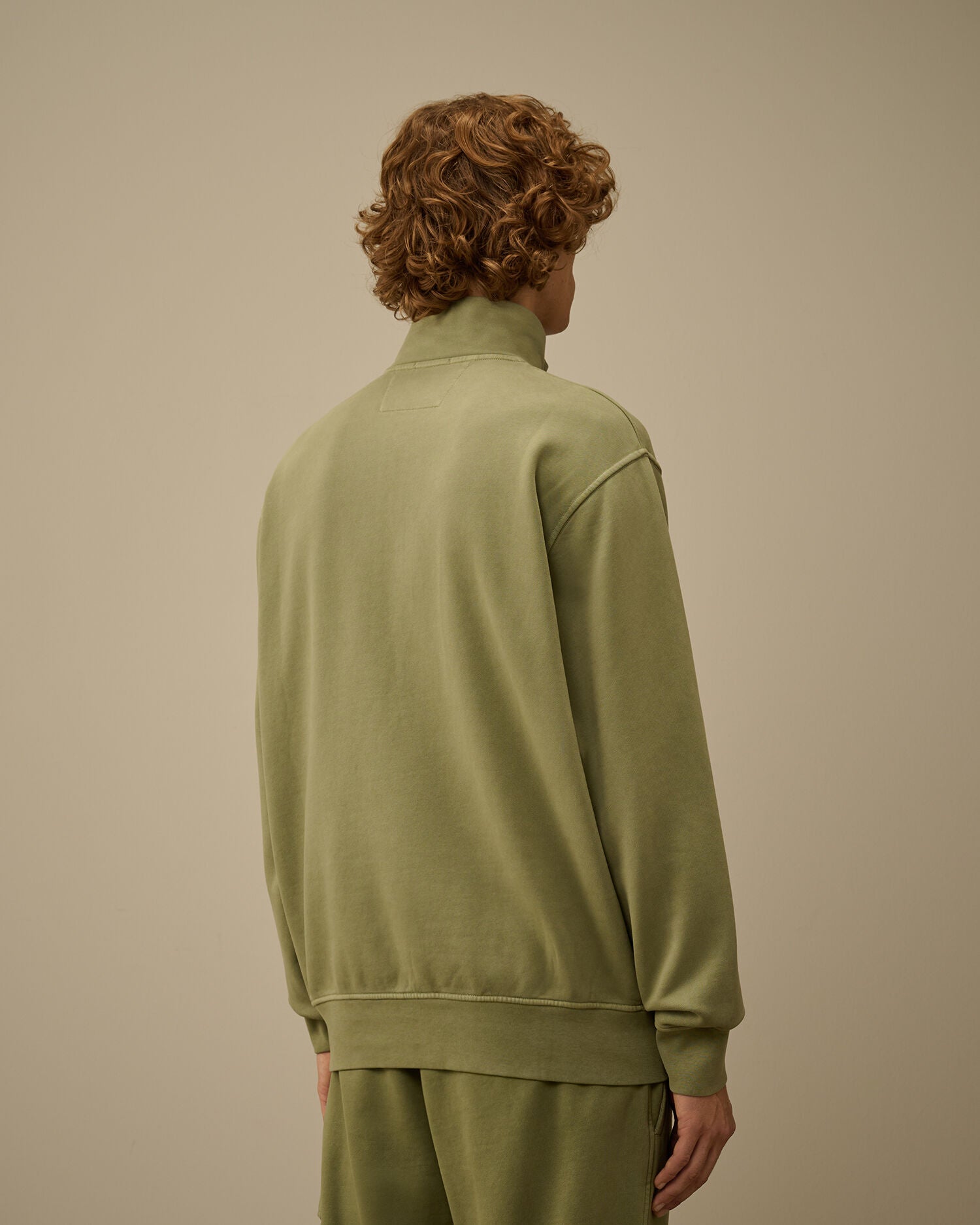 Polo Collar Brushed Emerized Diagonal Fleece Seagrass