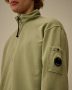 Polo Collar Brushed Emerized Diagonal Fleece Seagrass