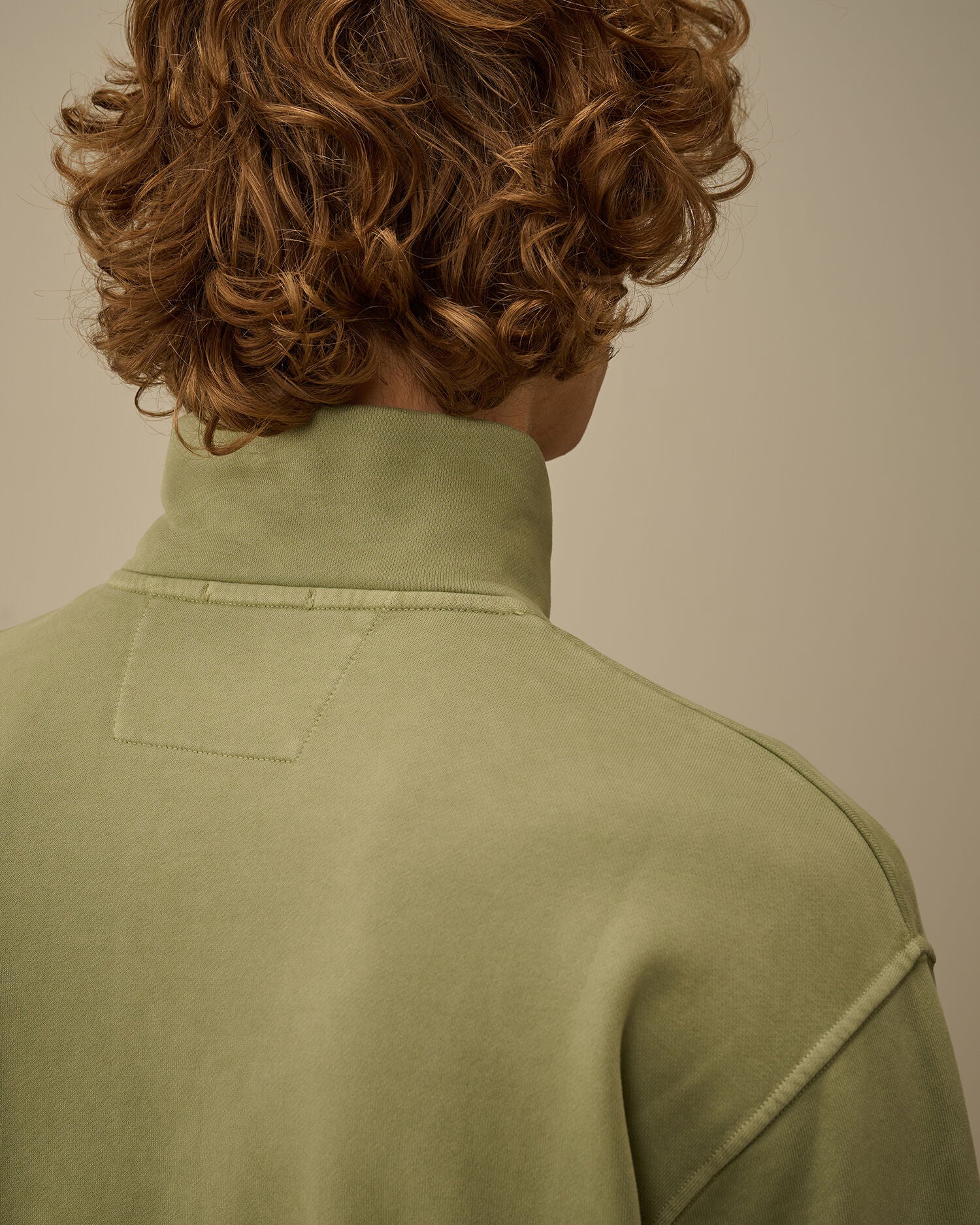 Polo Collar Brushed Emerized Diagonal Fleece Seagrass