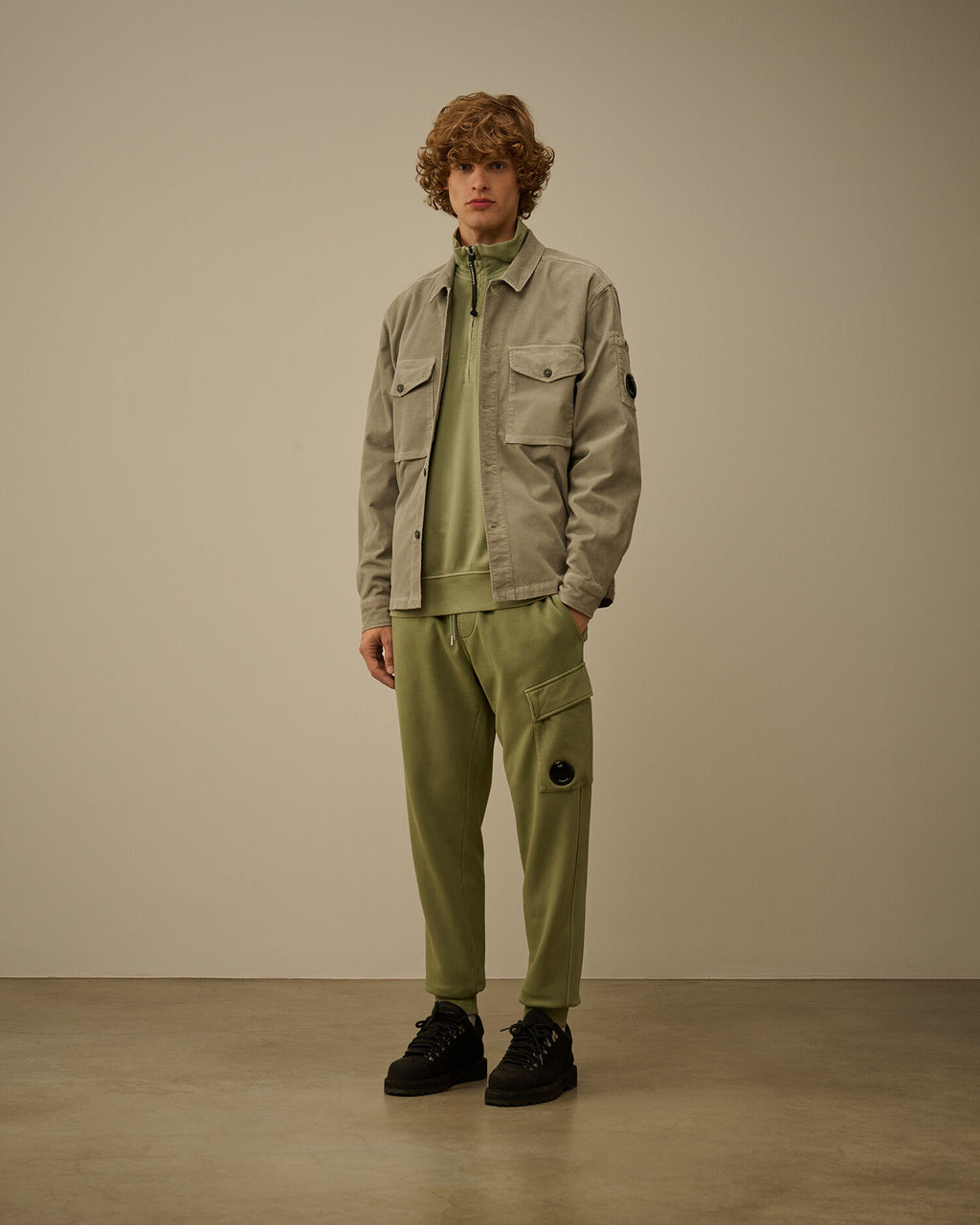 Polo Collar Brushed Emerized Diagonal Fleece Seagrass