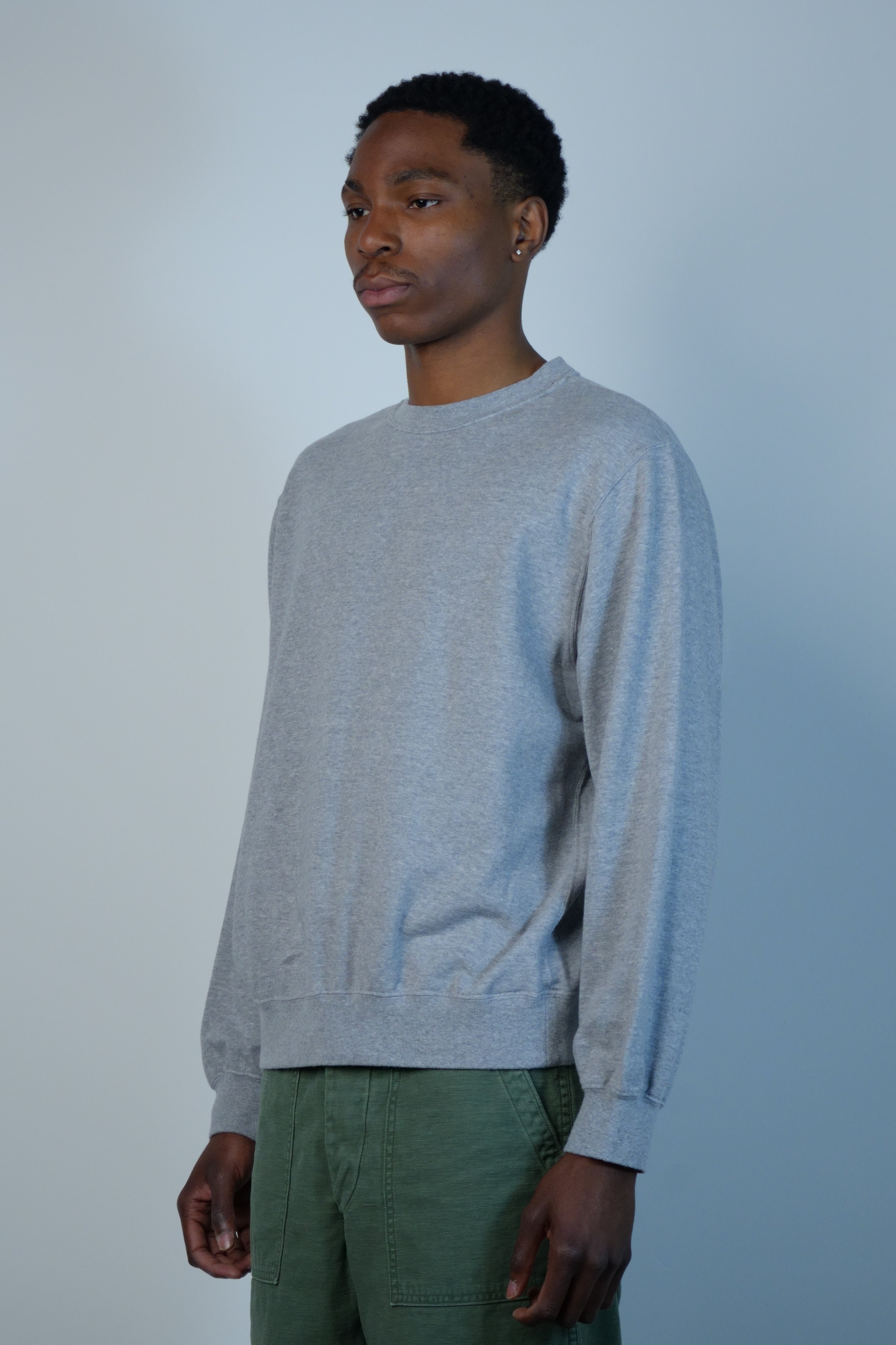 Light Weight French Terry Crewneck Sweat Shirt Heather Gray