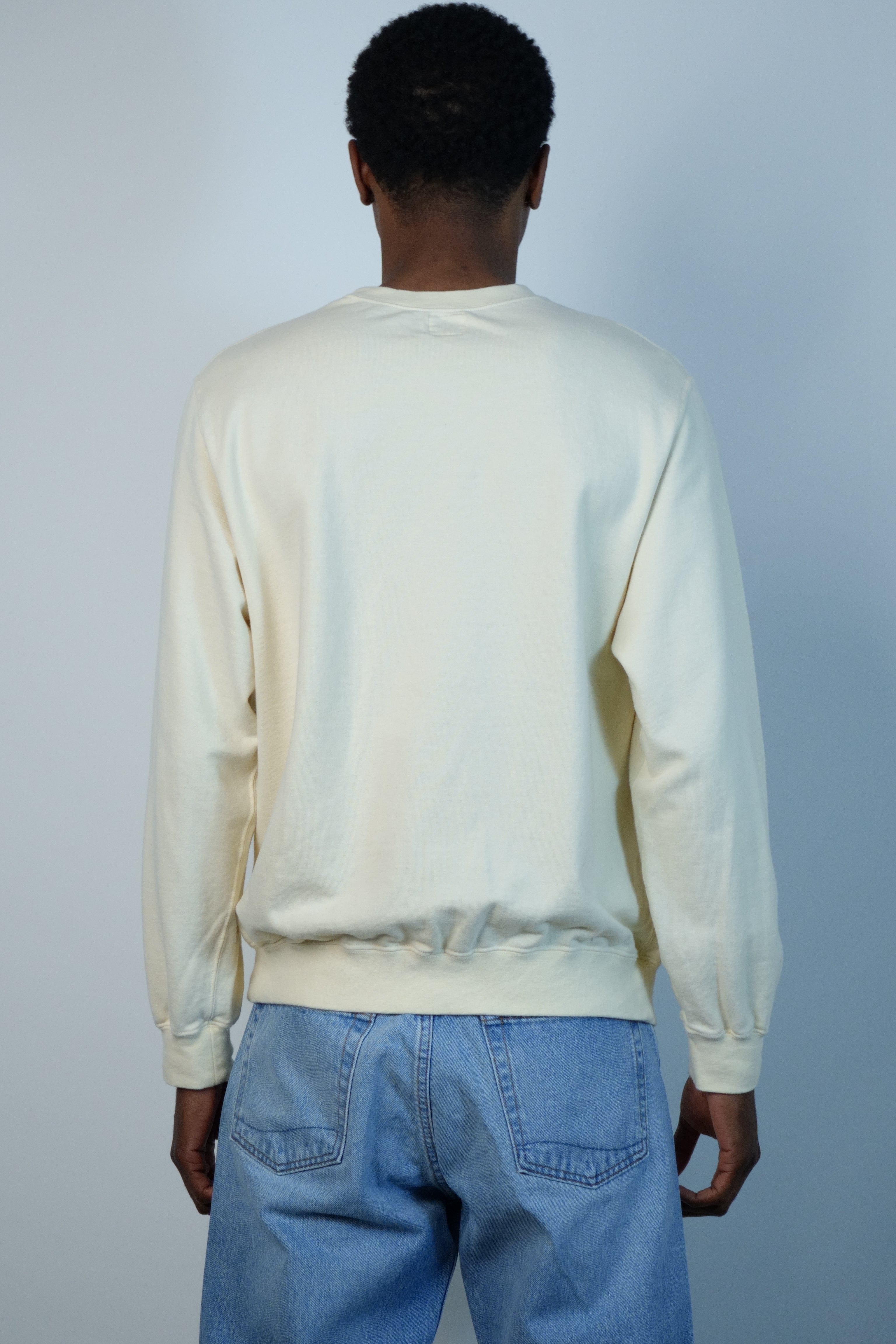 Light Weight French Terry Crewneck Sweat Shirt Pale Yellow