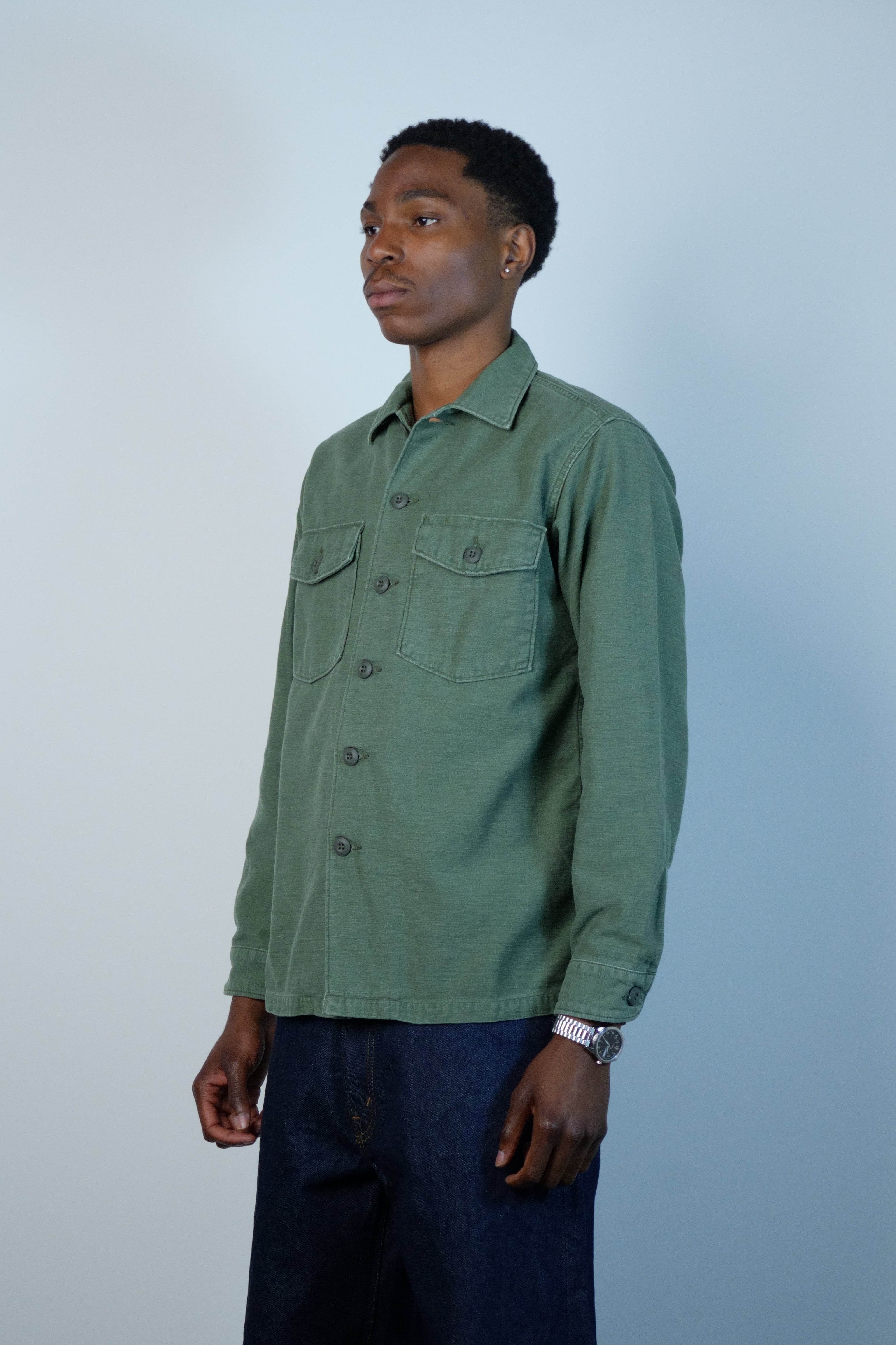 orSlow U.S ARMY GREEN FATIGUE SHIRT USED WASH – A-Priori