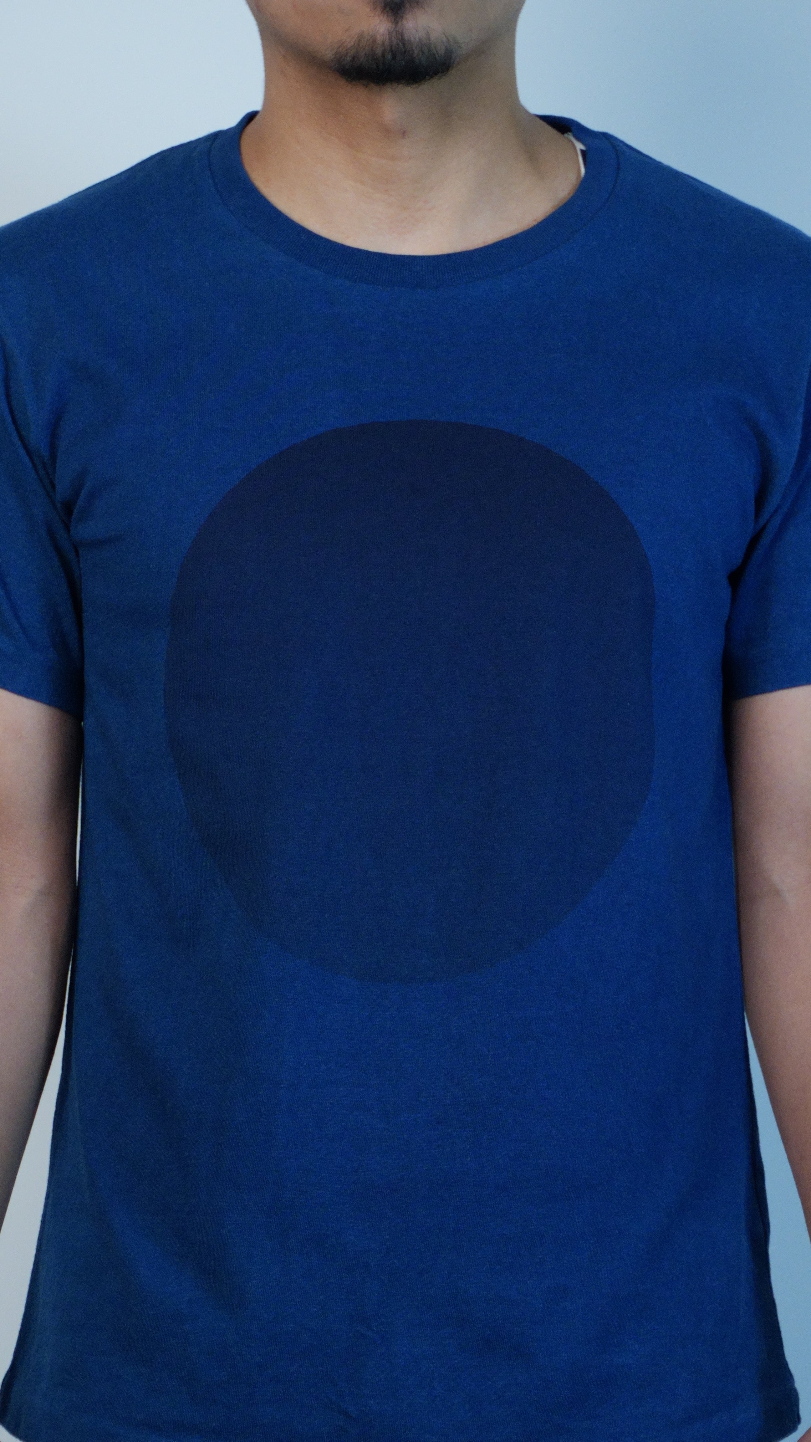 Unisex Knitted Indigo Big Circle Printed SS Tee Indigo