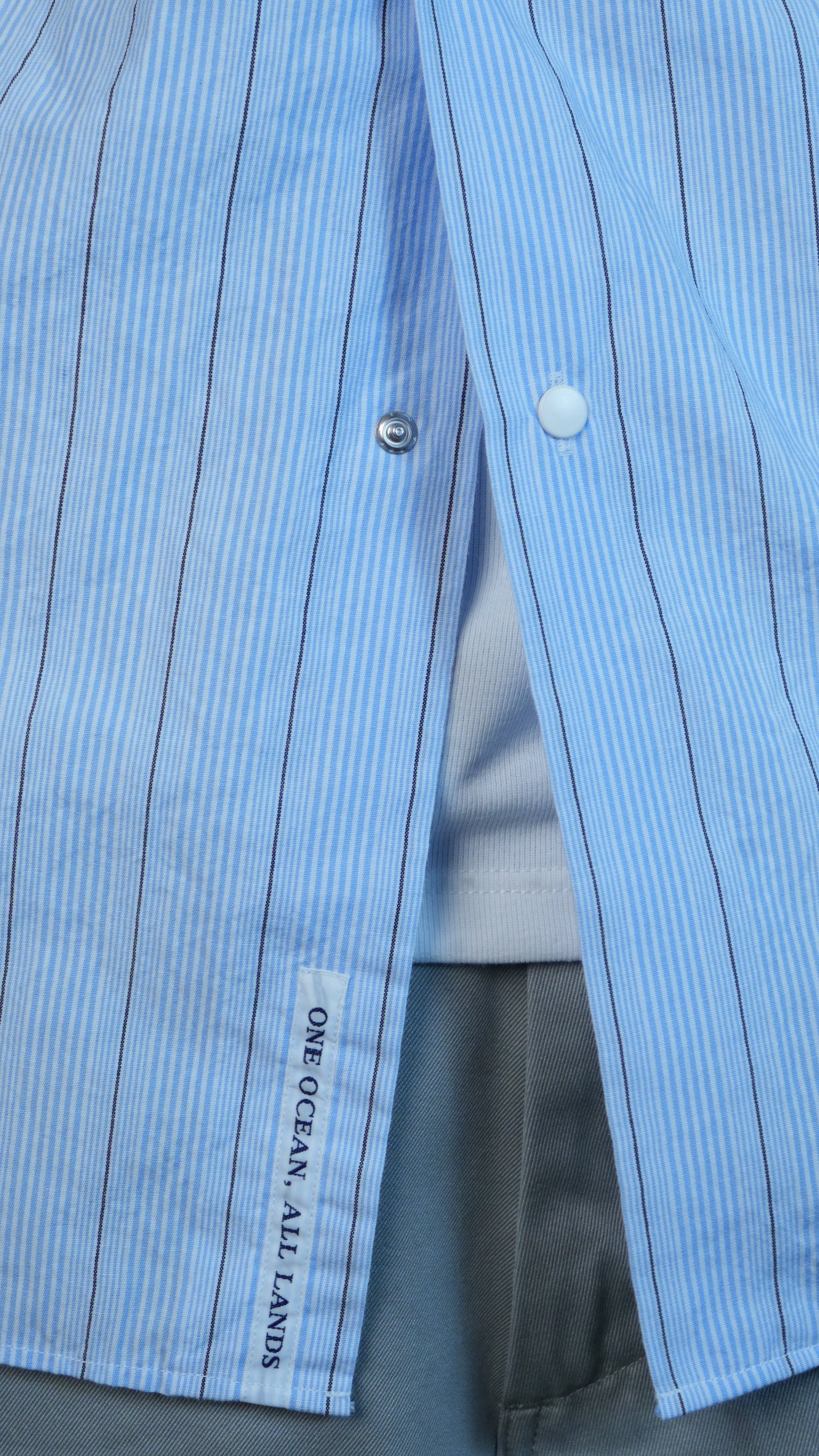 nanamica Regular Collar Stripe Wind Shirt Sax – A-Priori