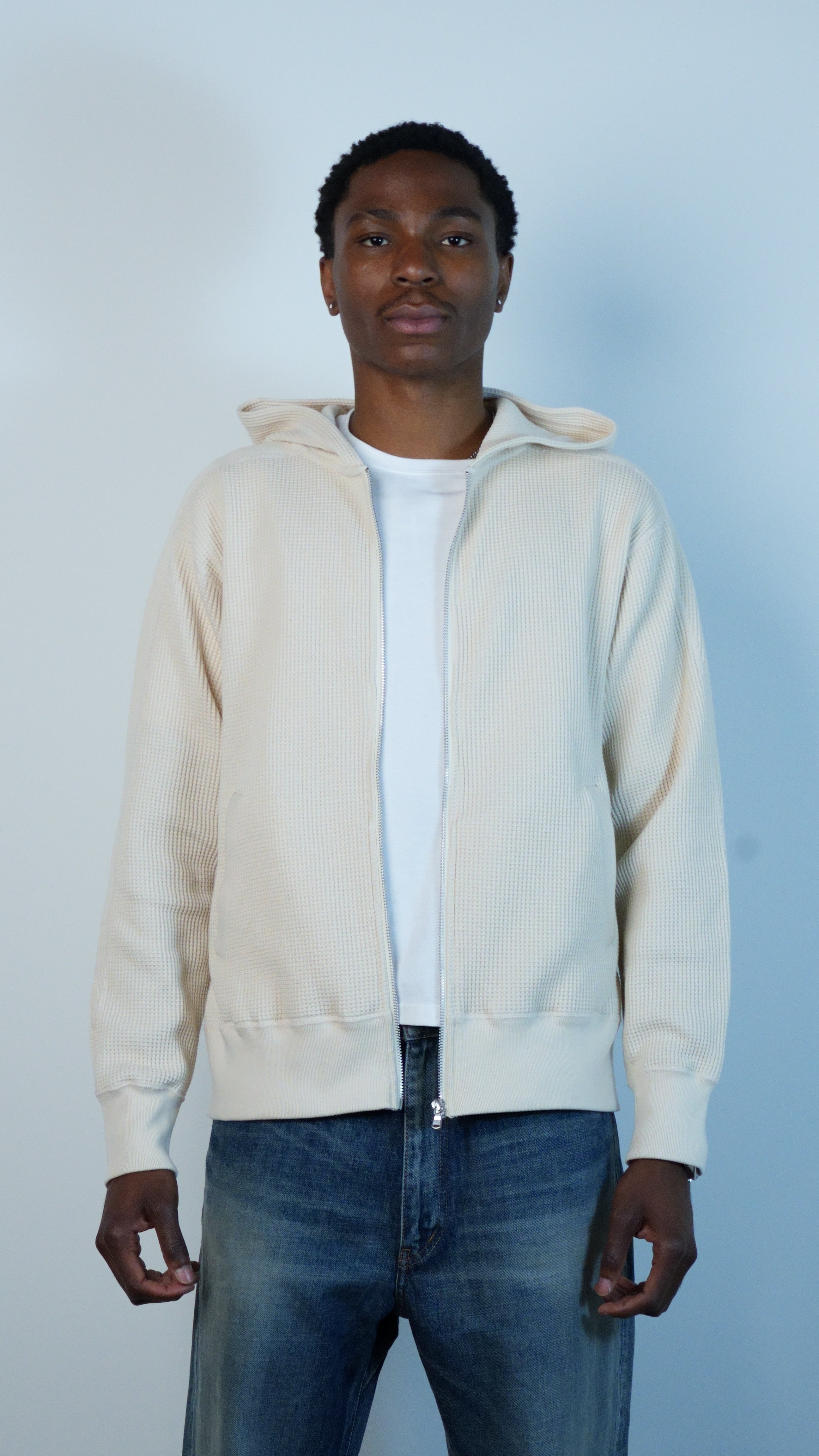 Zip-Up Thermal Hoodie Natural