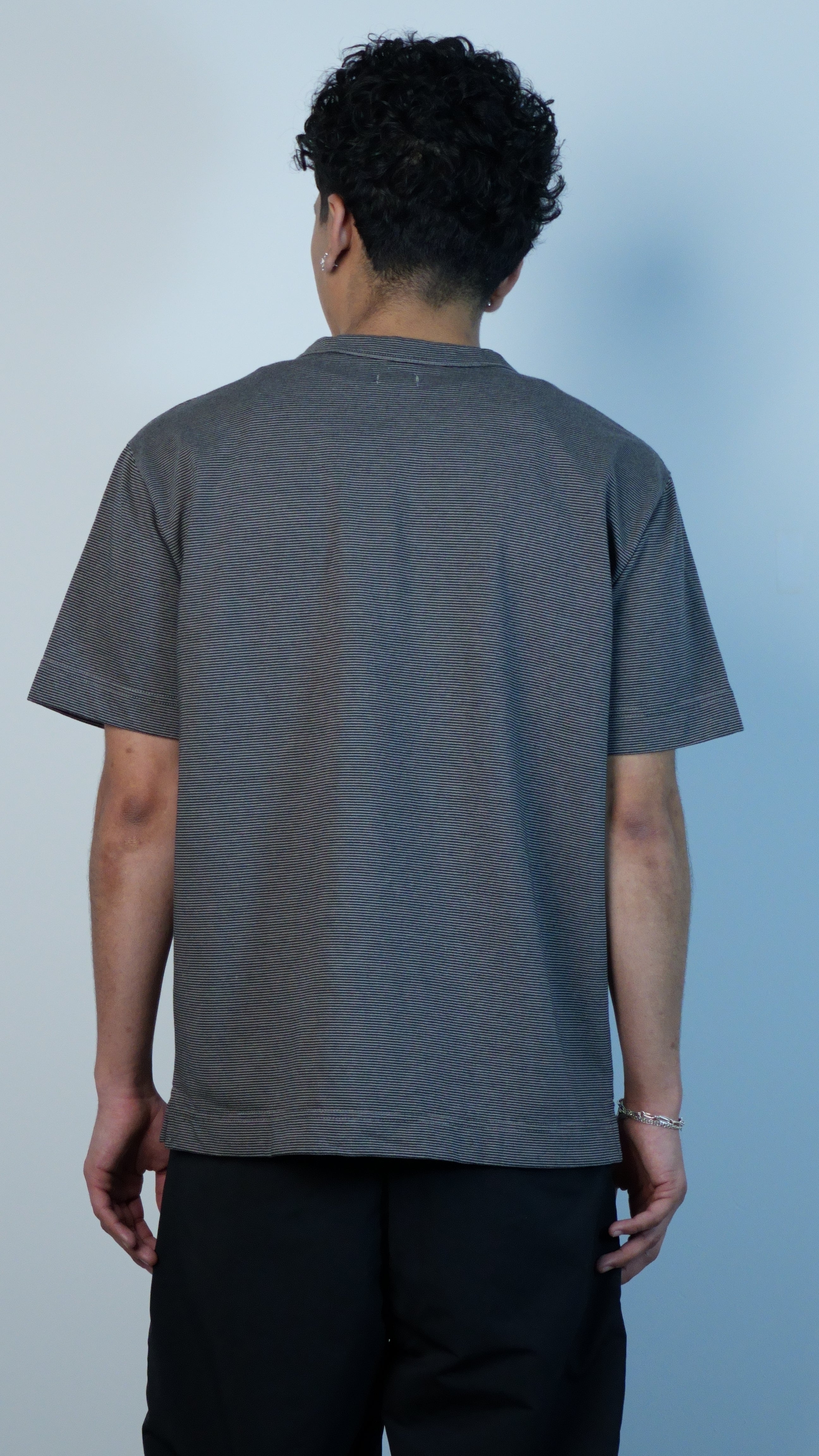 Micro Stripe Pocket Tee Black x Gray