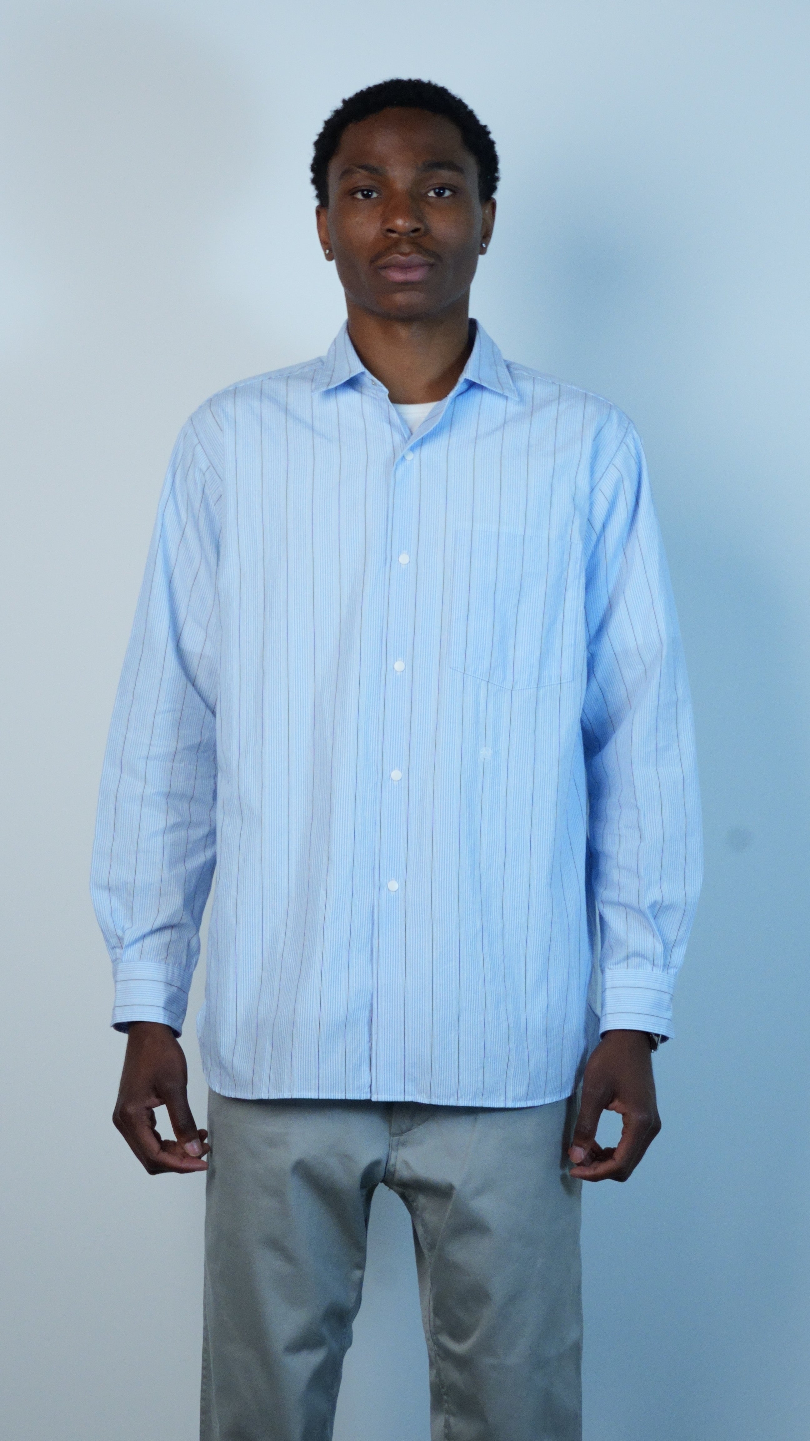 nanamica Regular Collar Stripe Wind Shirt Sax – A-Priori