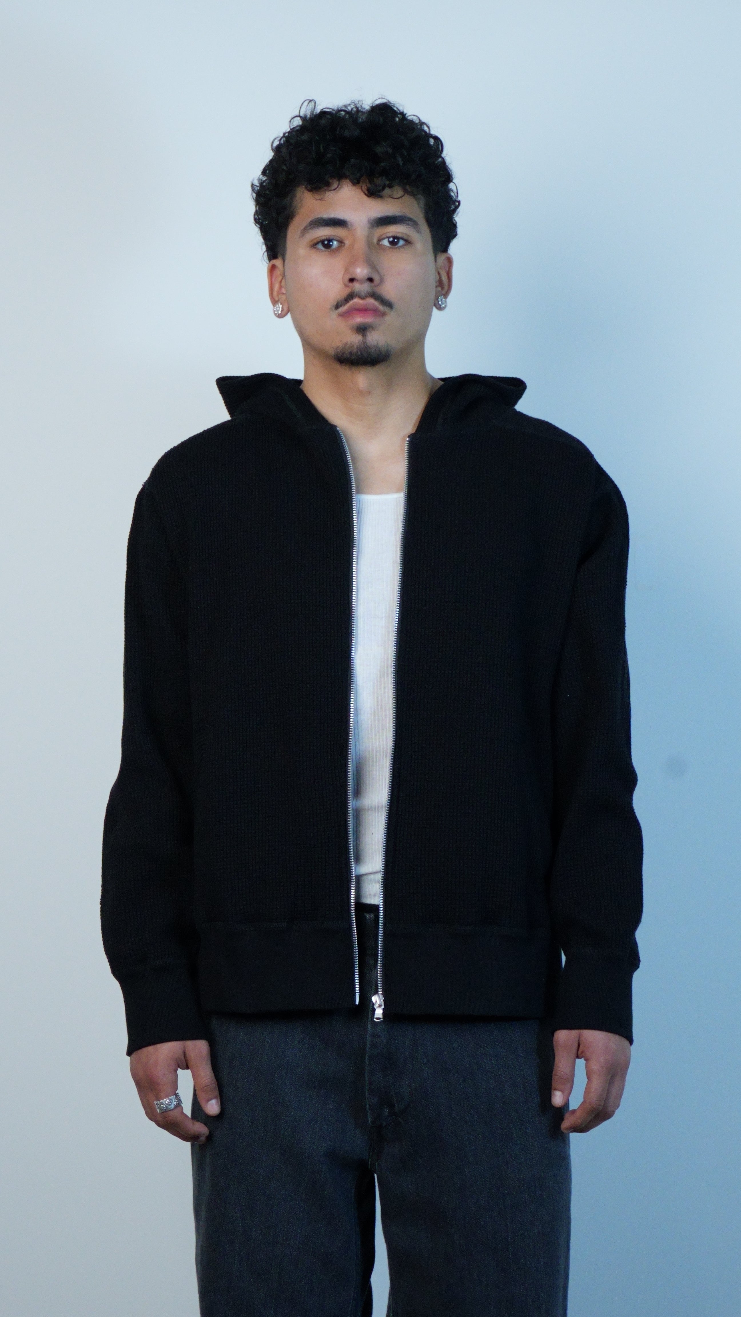 Zip-Up Thermal Hoodie Black