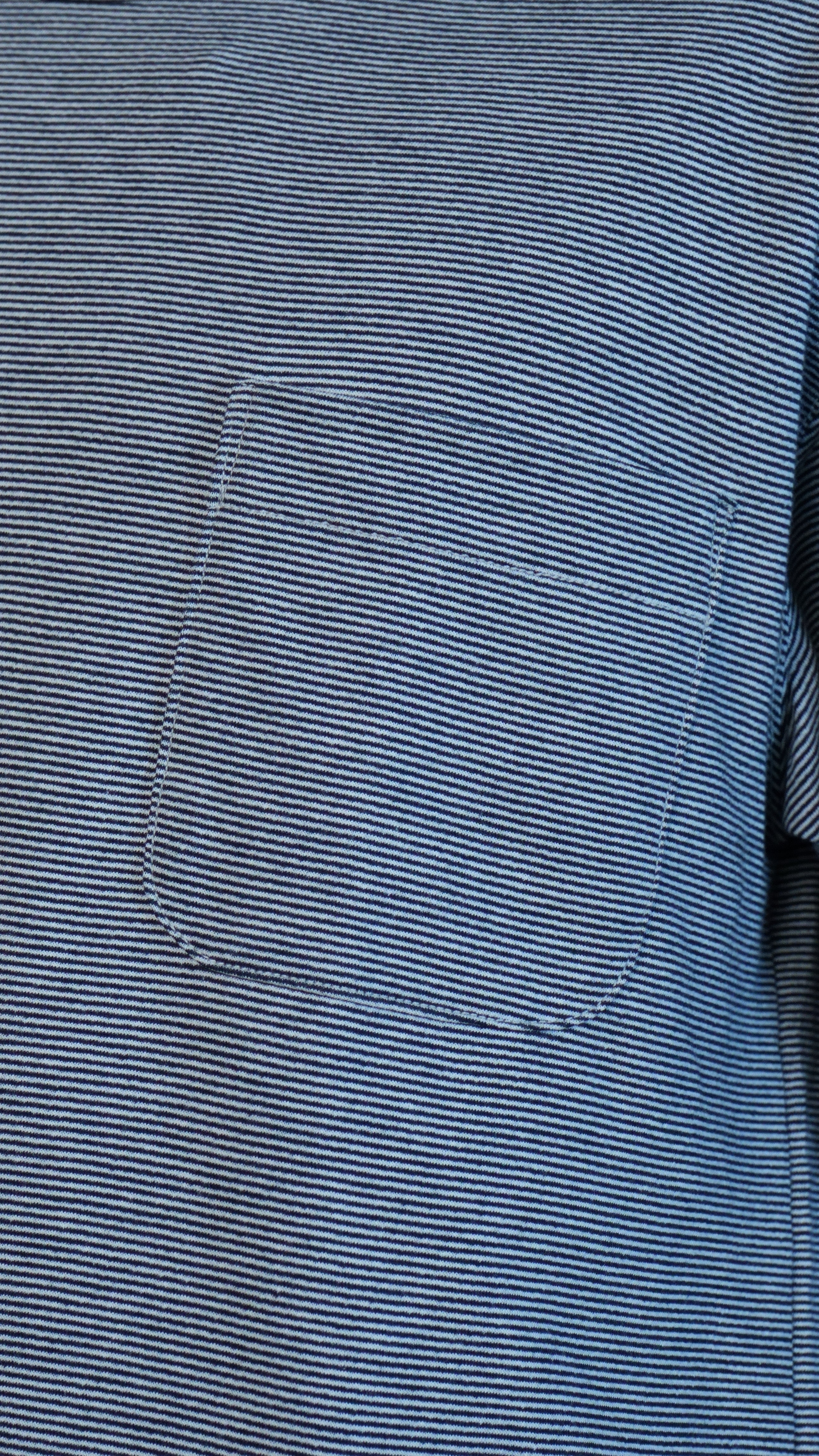Micro Stripe Pocket Tee Navy x White