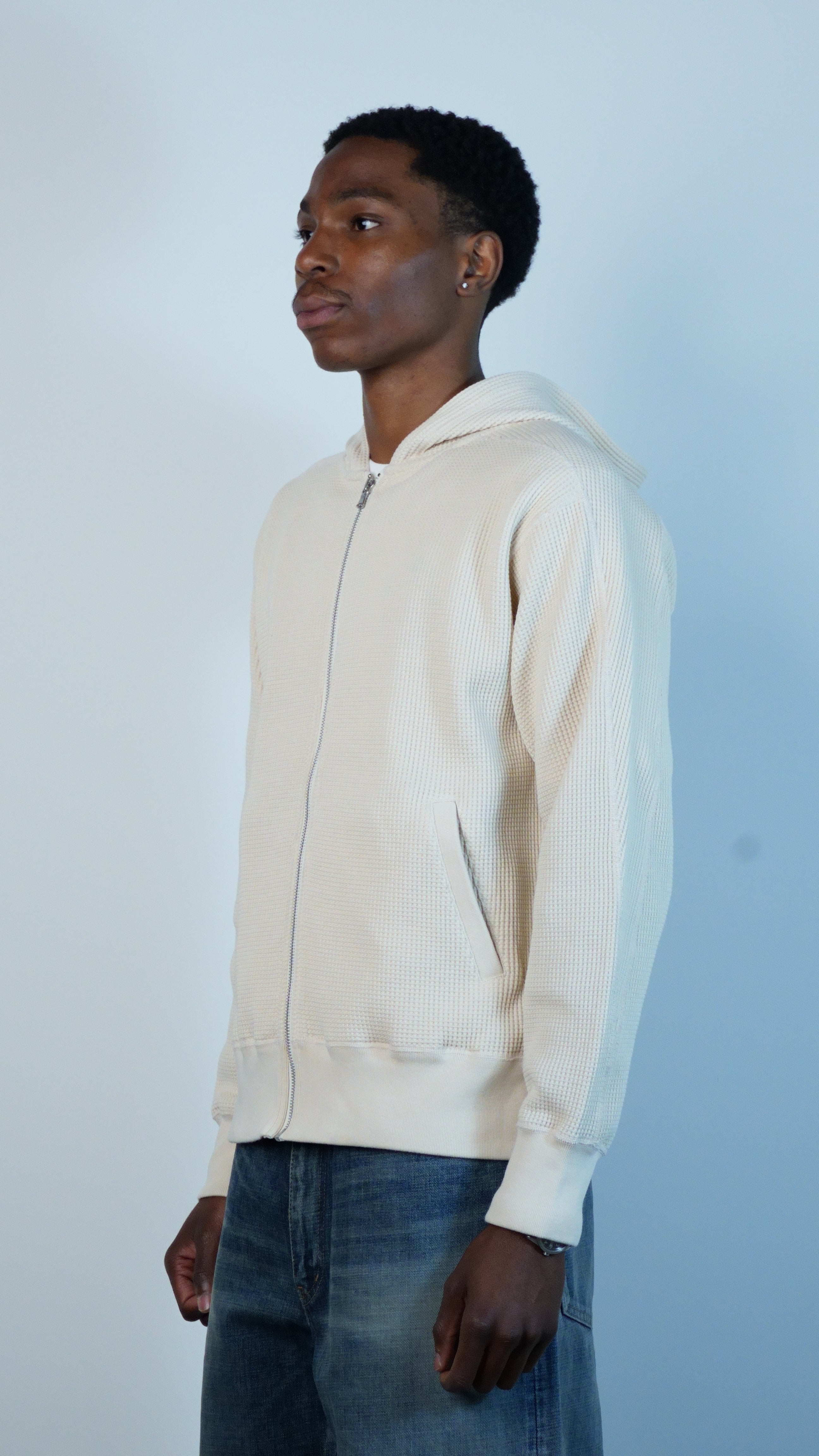 Zip-Up Thermal Hoodie Natural