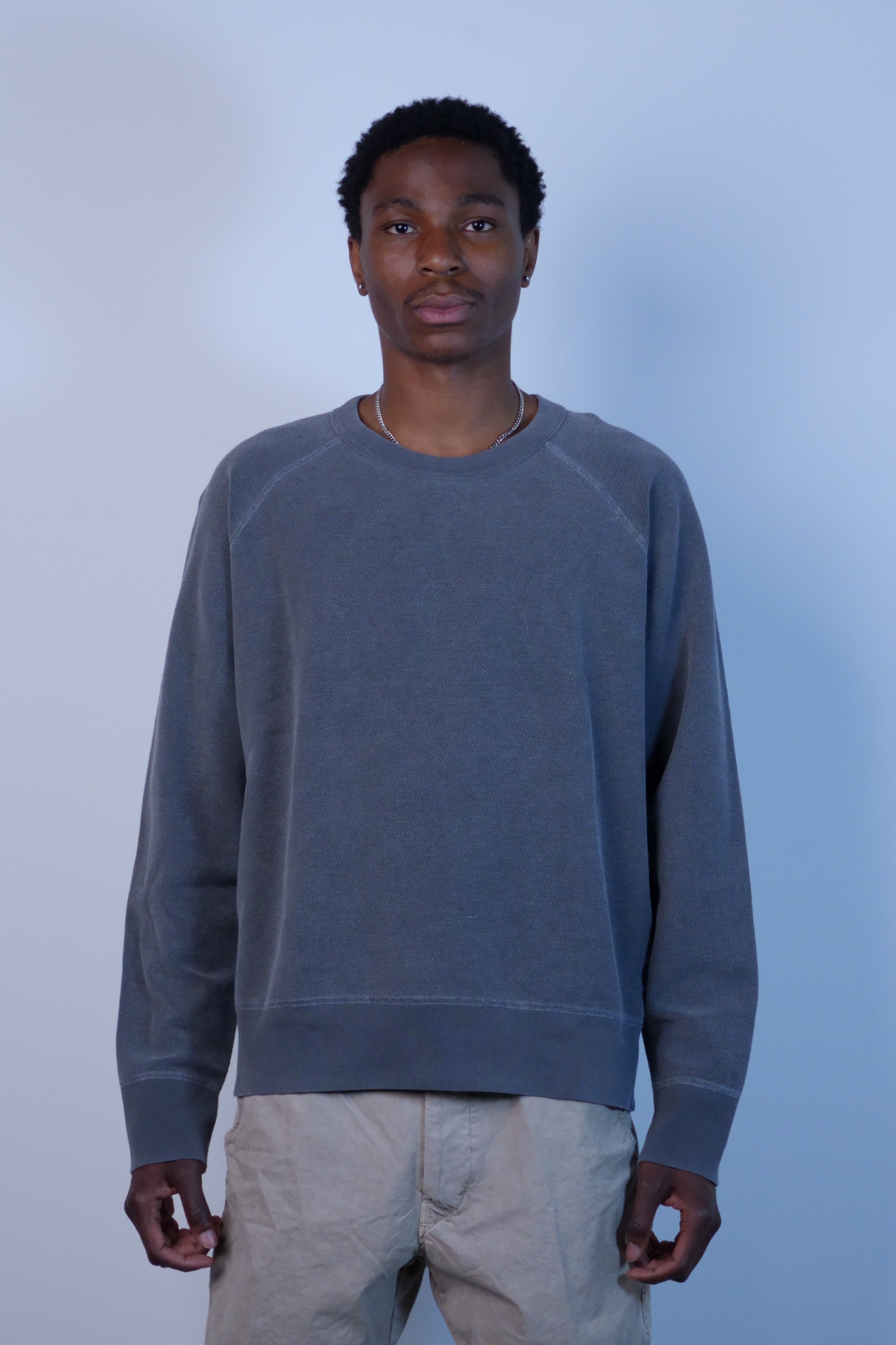 American Twill Back Terry Crew Reversible Sweat Black