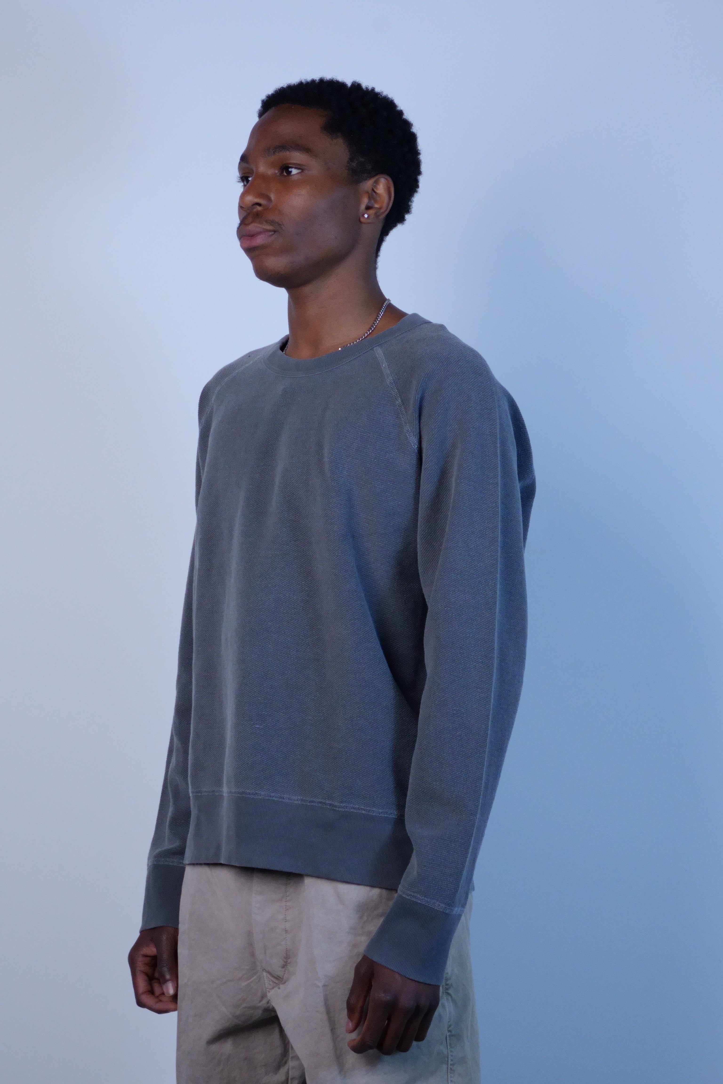 American Twill Back Terry Crew Reversible Sweat Black
