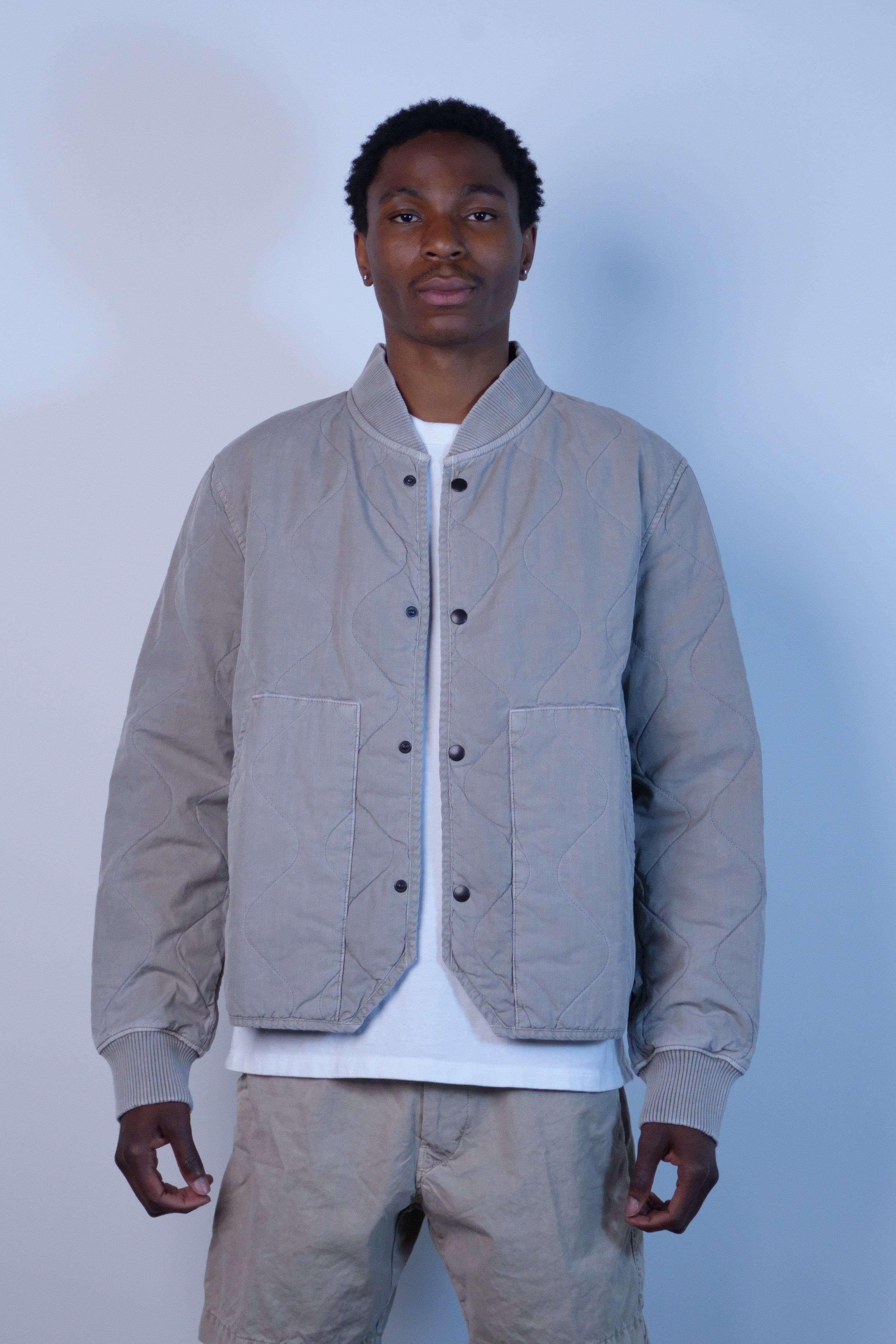 Quilted Bomber Jacket Khaki