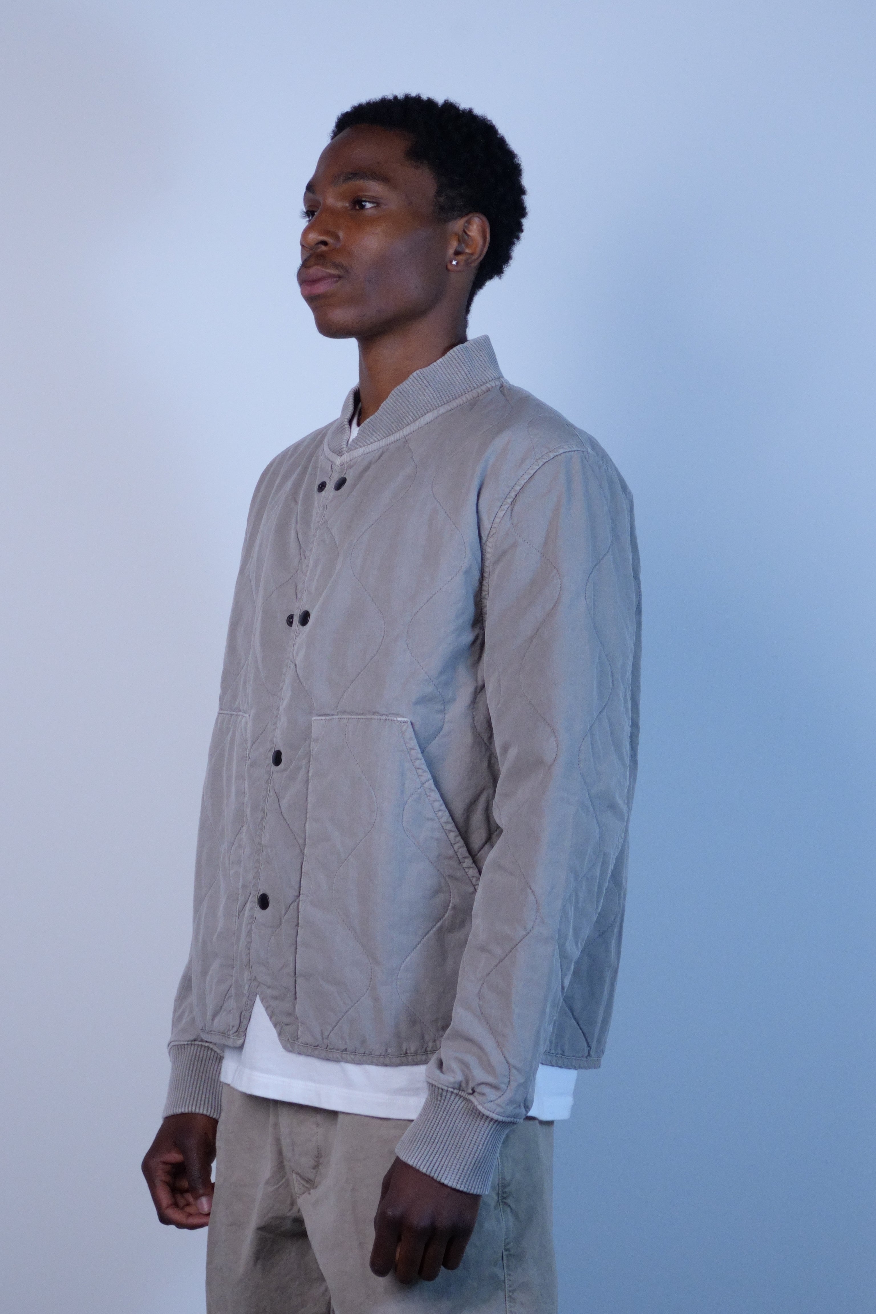 Quilted Bomber Jacket Khaki