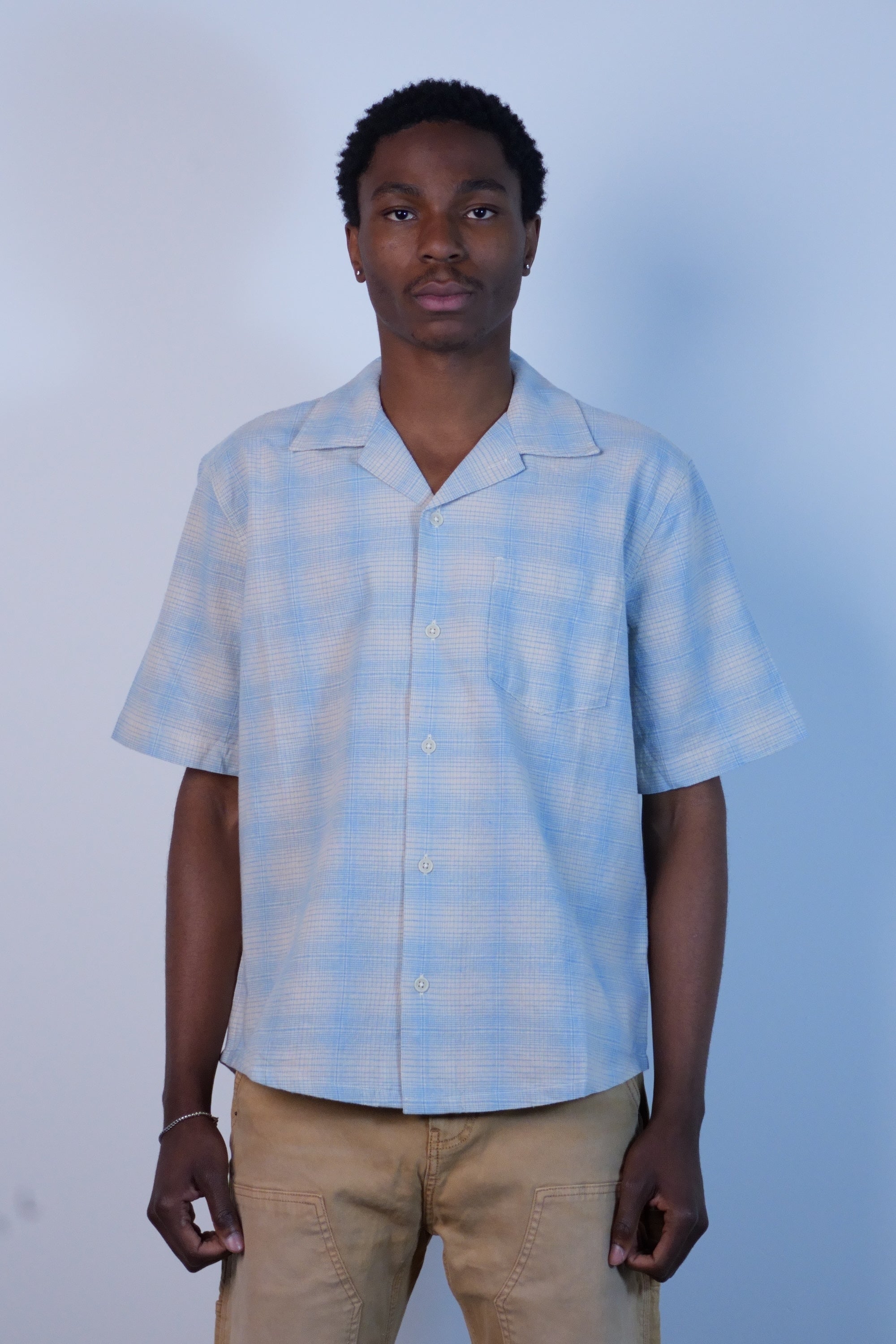Linen Plaid SS Light Blue
