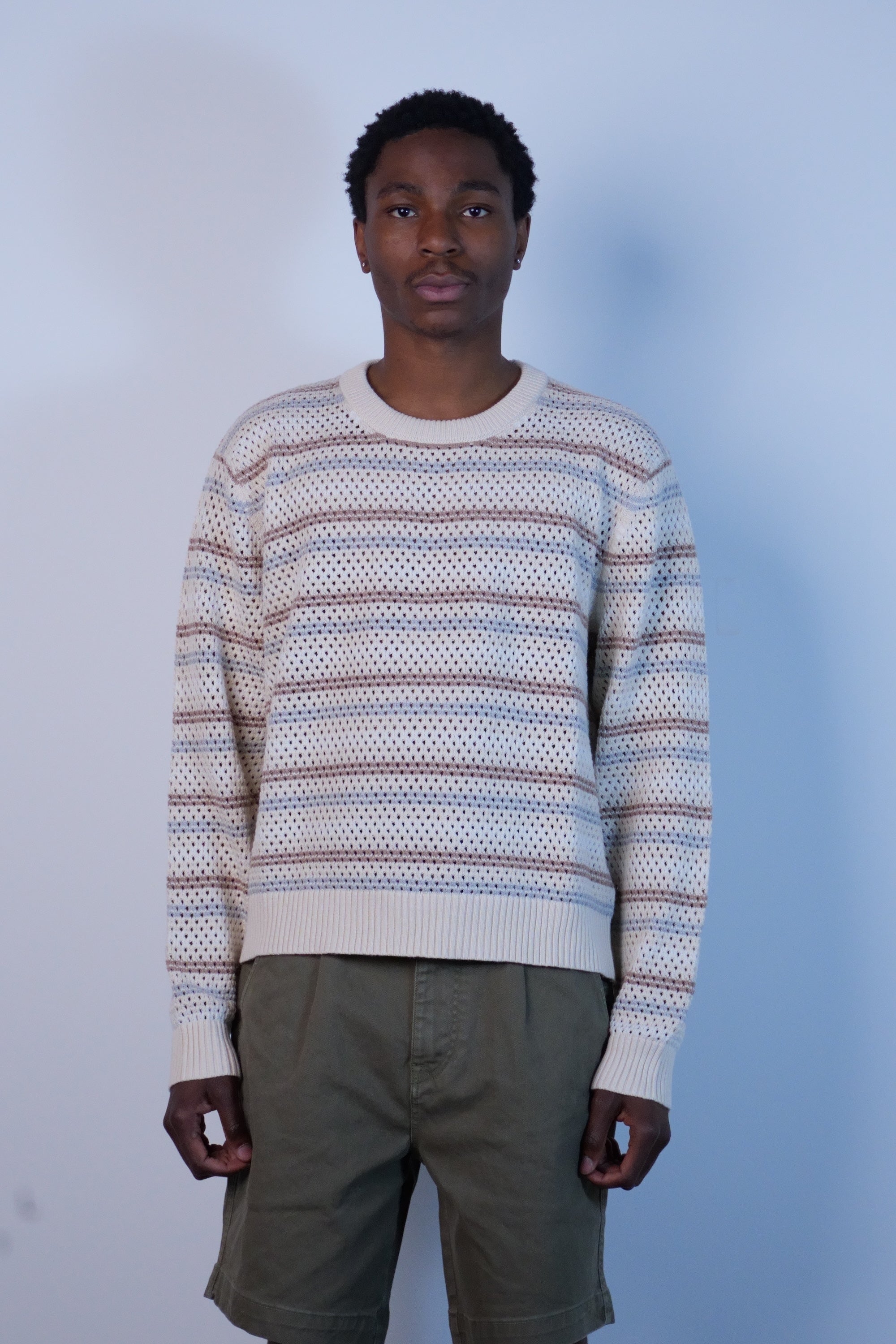 Linen Stripe Crewneck Natural