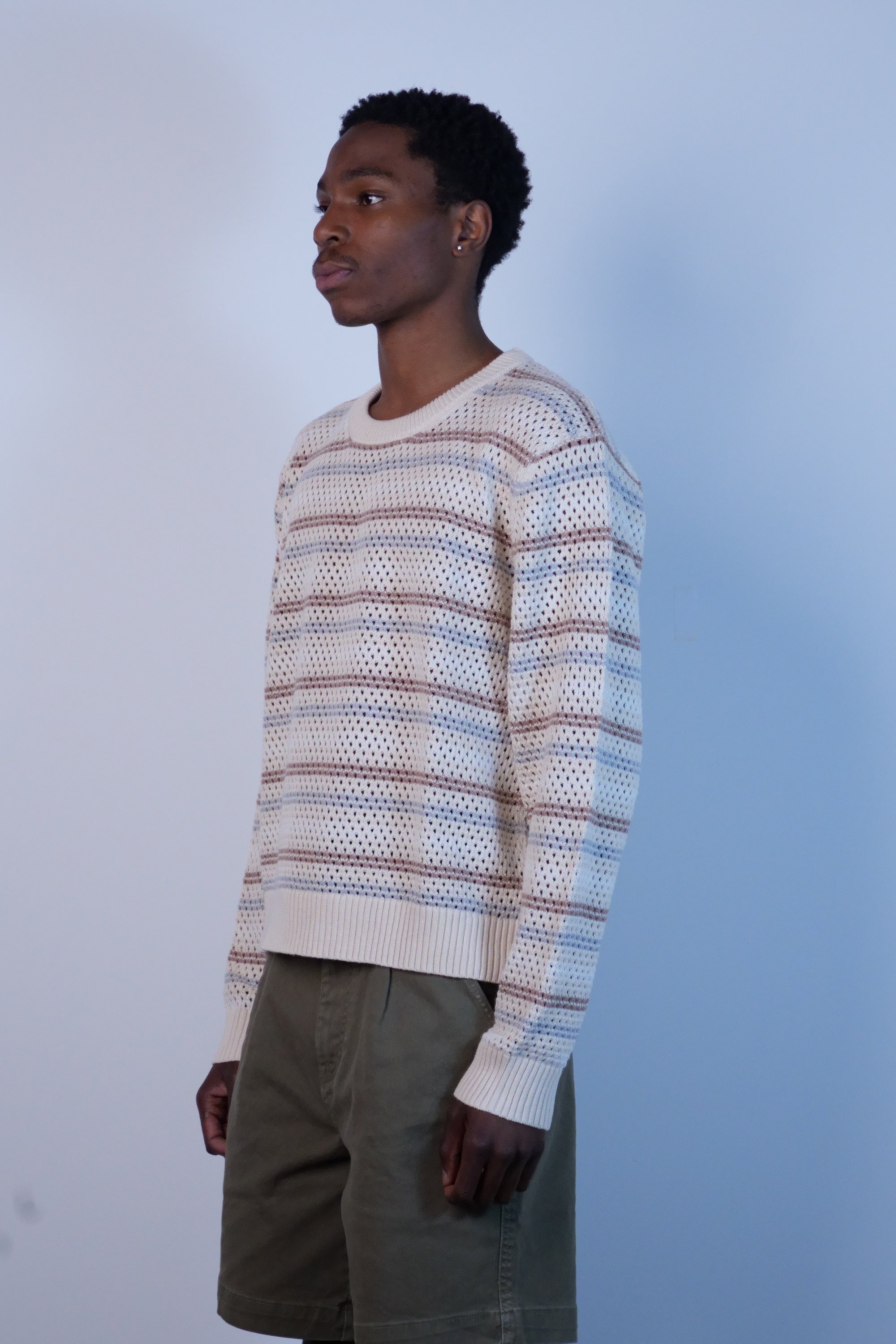 Linen Stripe Crewneck Natural
