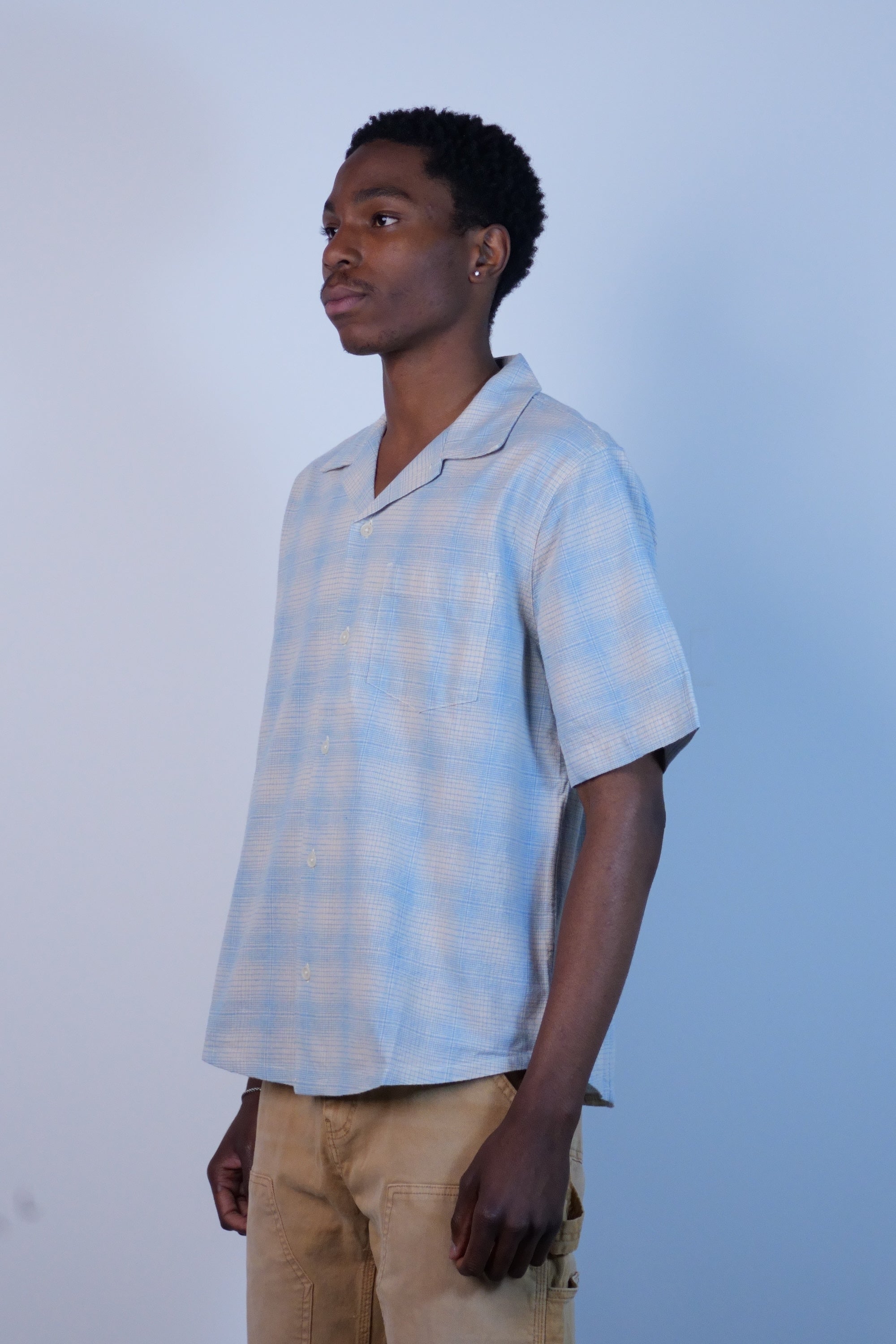 Linen Plaid SS Light Blue