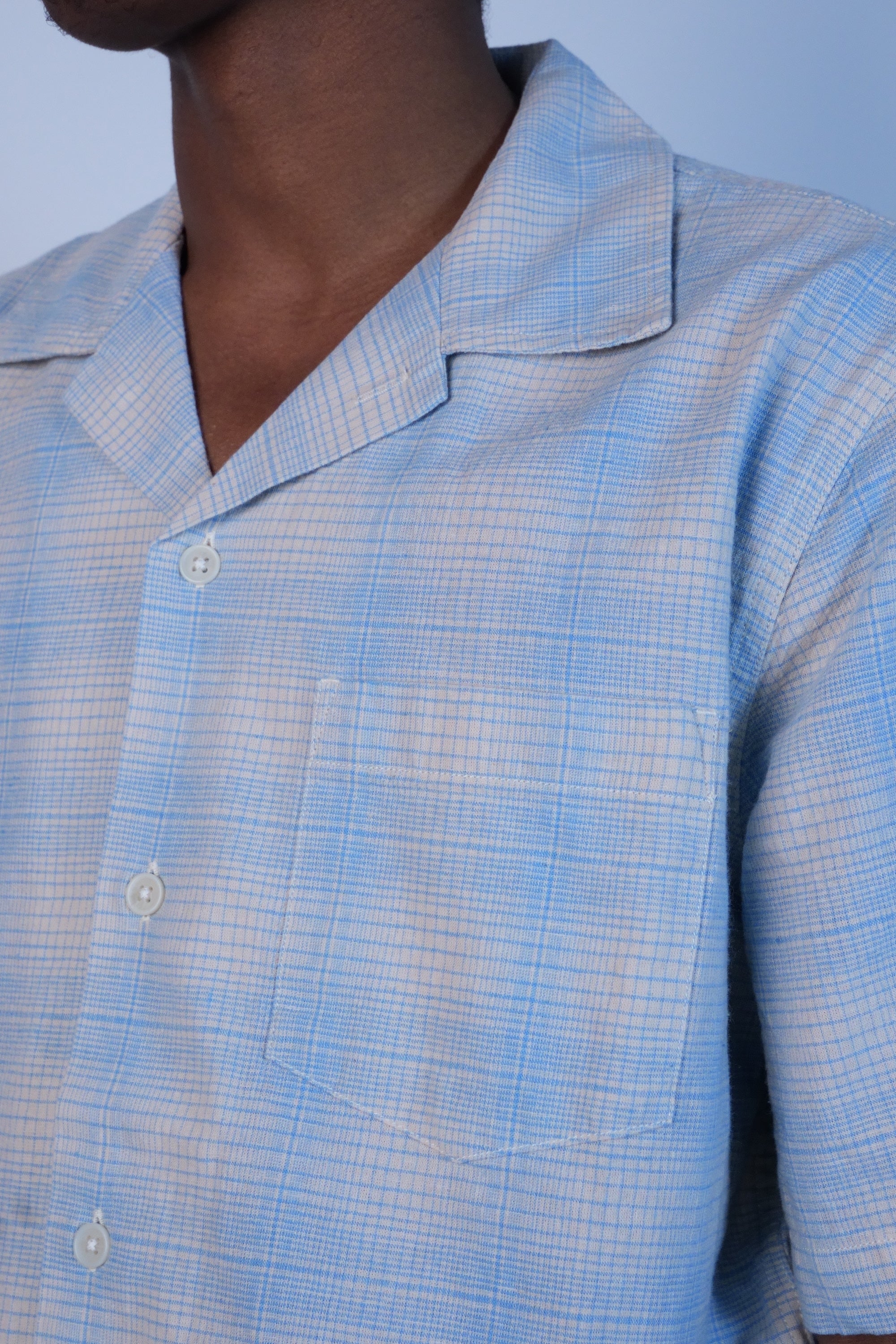 Linen Plaid SS Light Blue