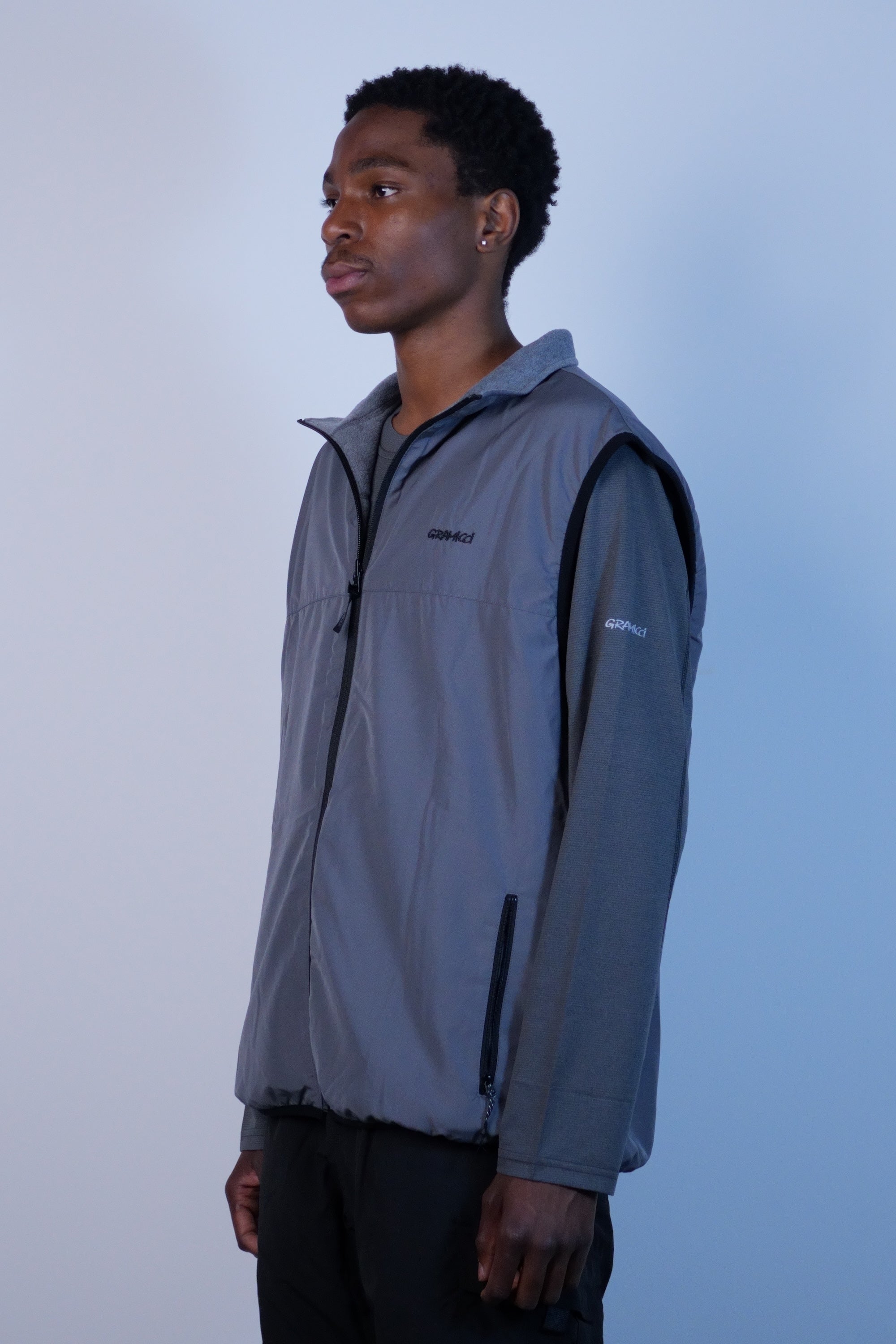 Thermal Fleece Reversible Vest Heather Grey