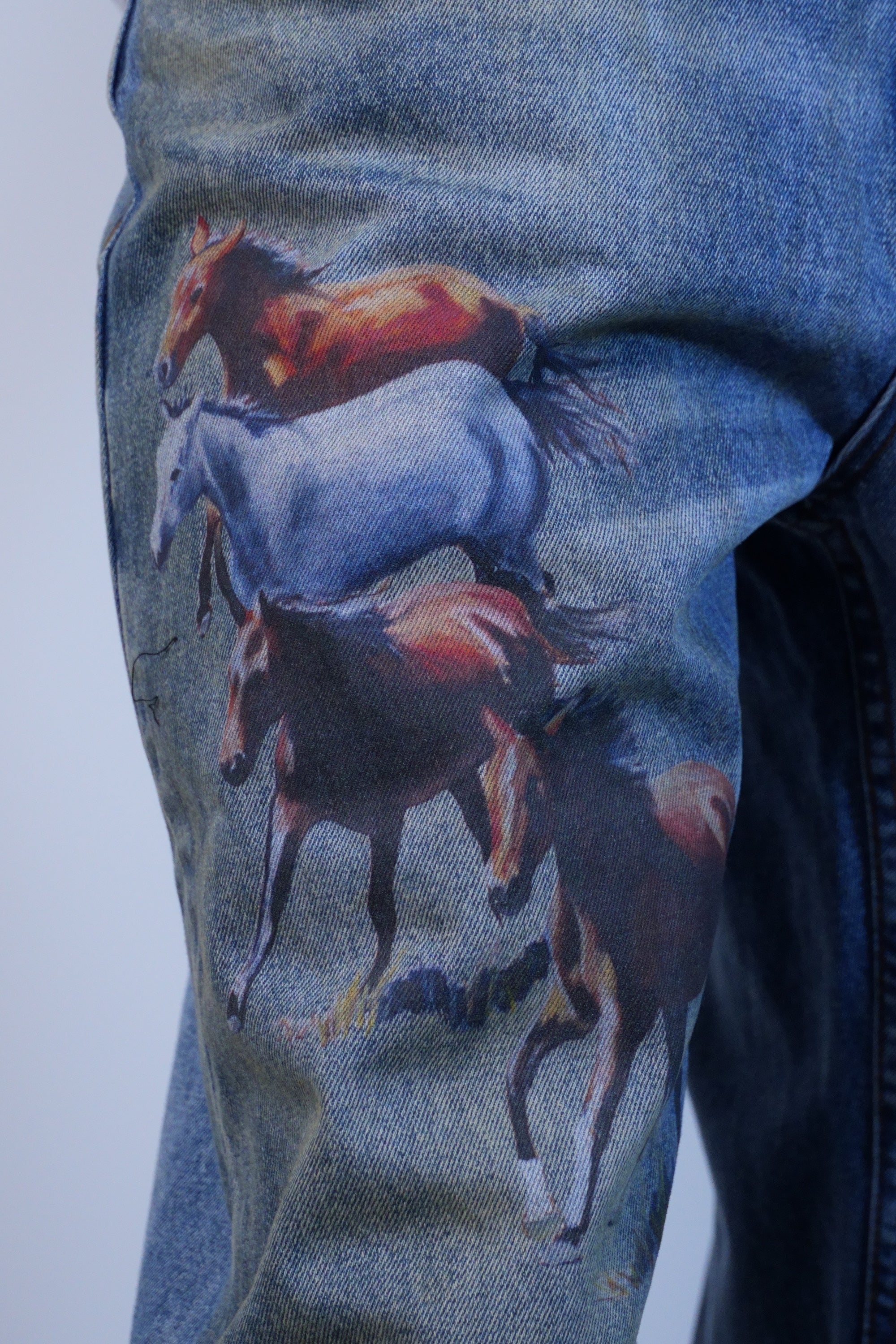 All Over Print Straight Leg Jeans Indigo