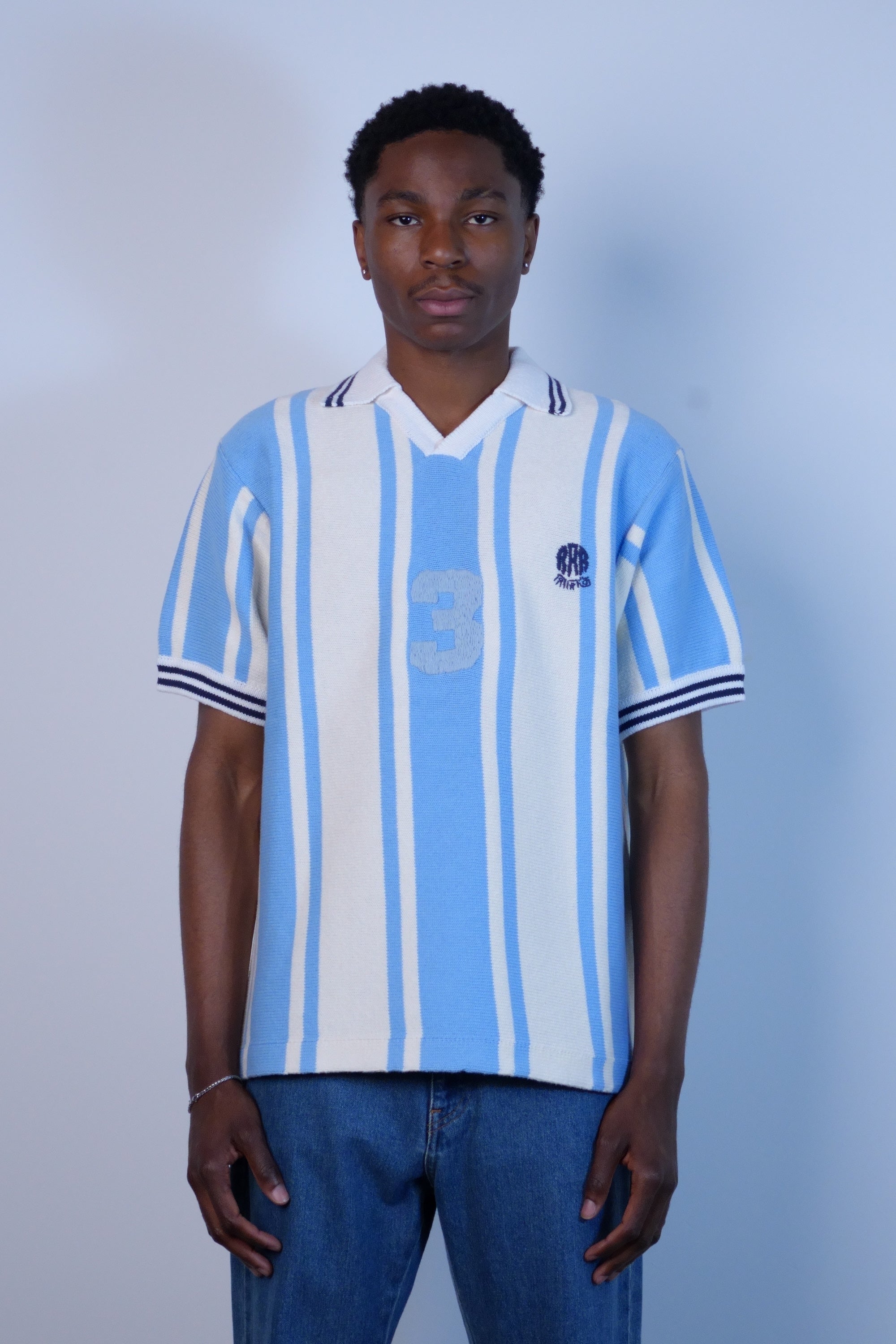 Knitted Soccer Shirt Light Blue