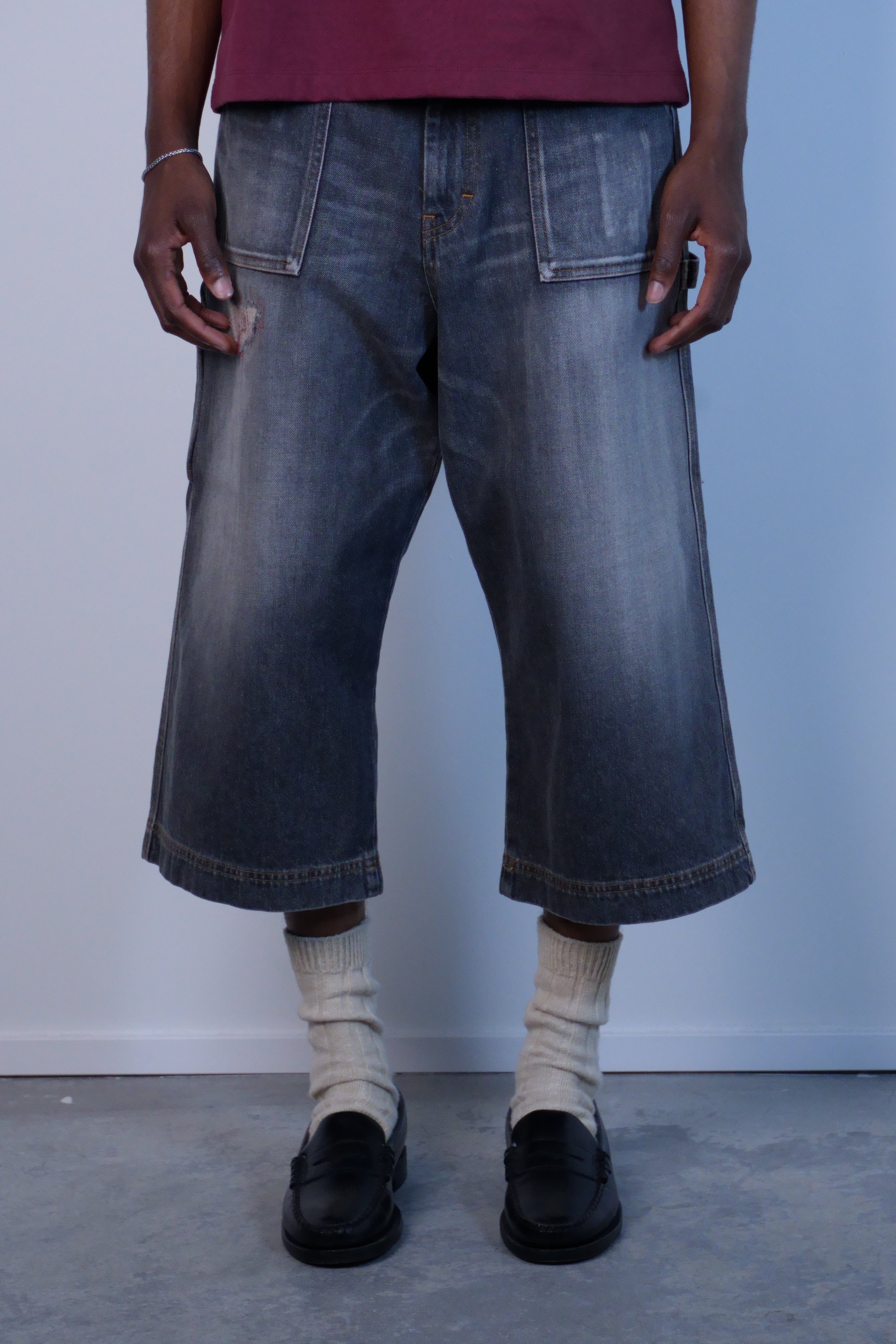 Three Quarter Painter Jeans Black