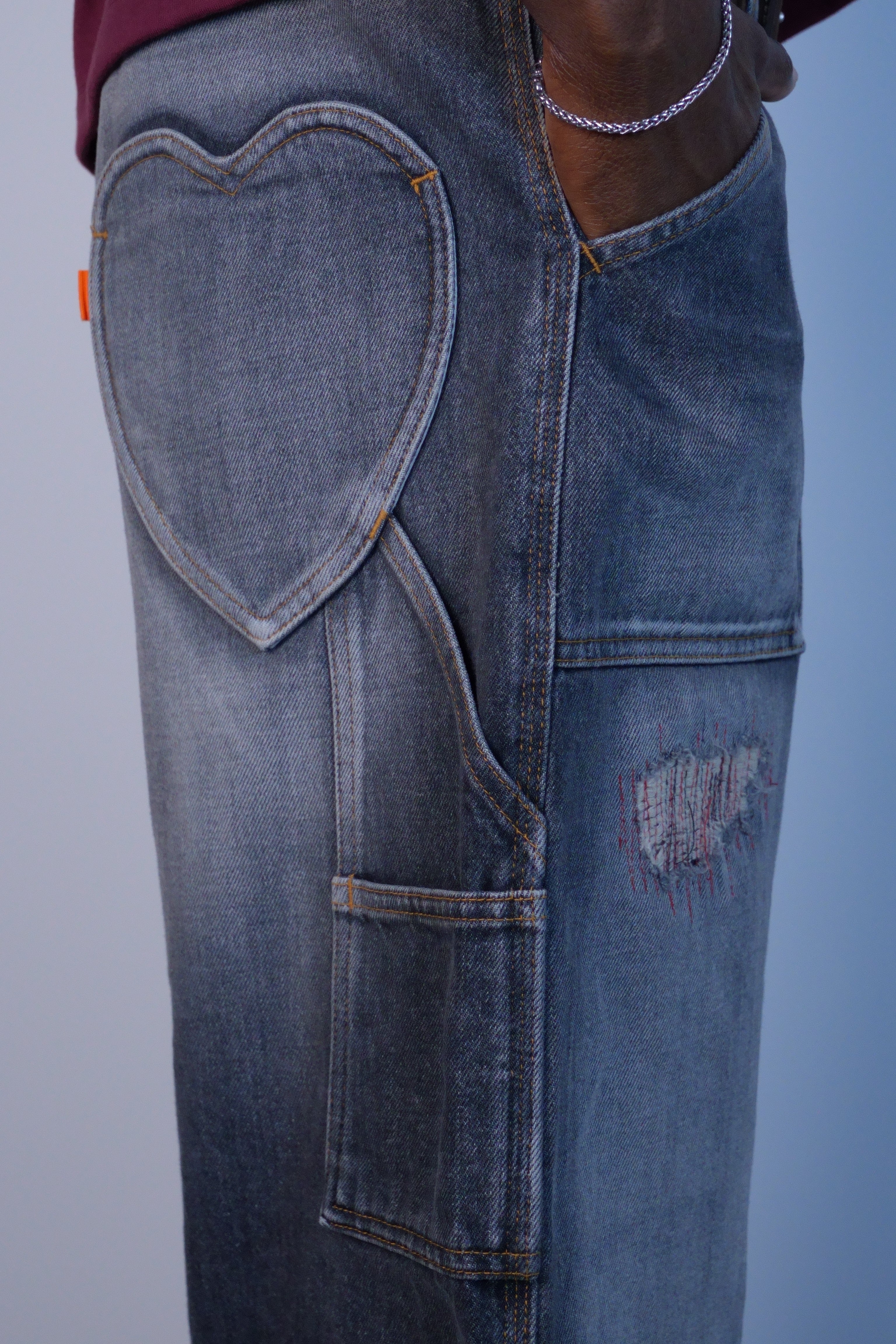 Three Quarter Painter Jeans Black