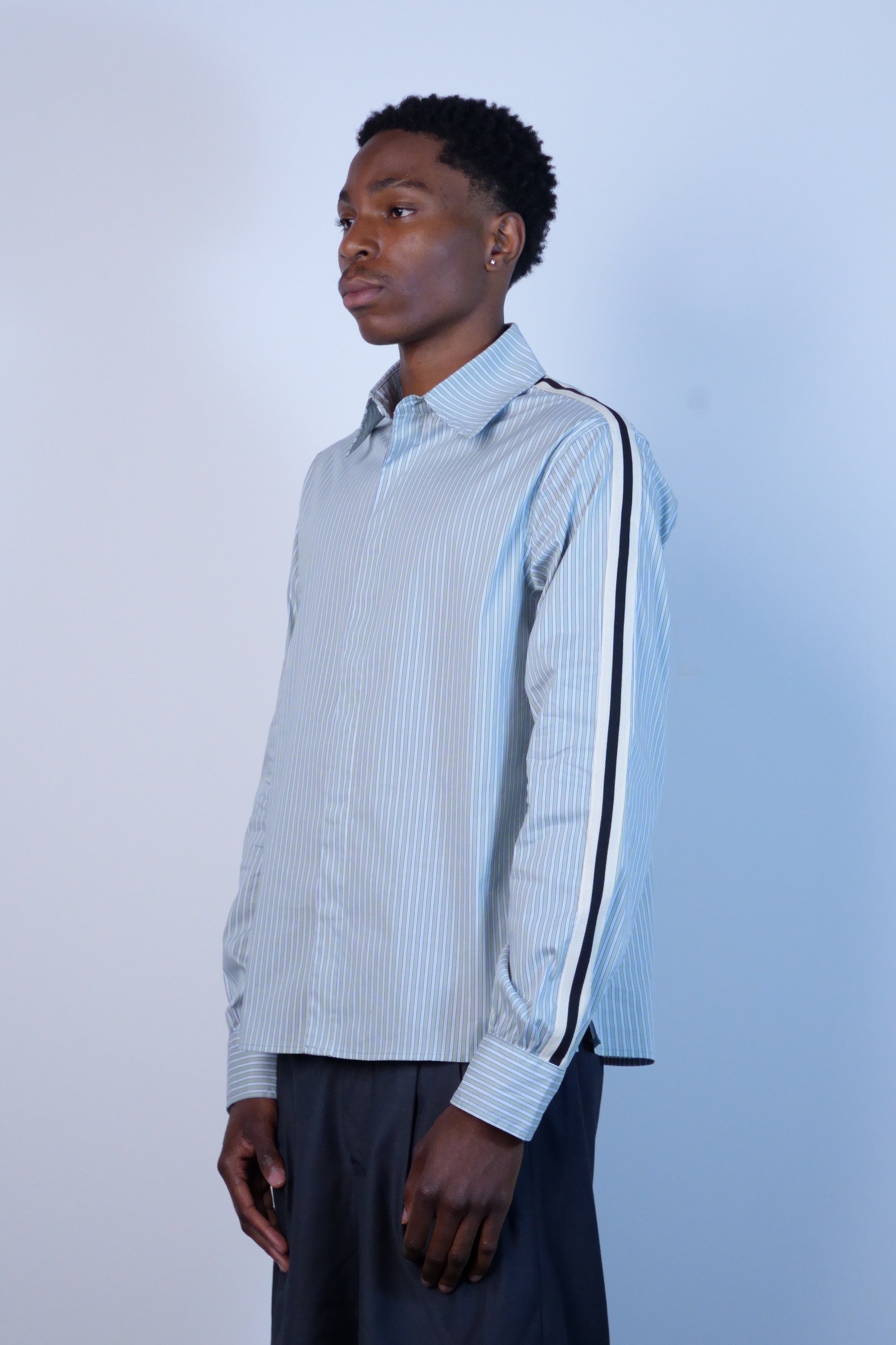 Woven Panel Business Shirt Green