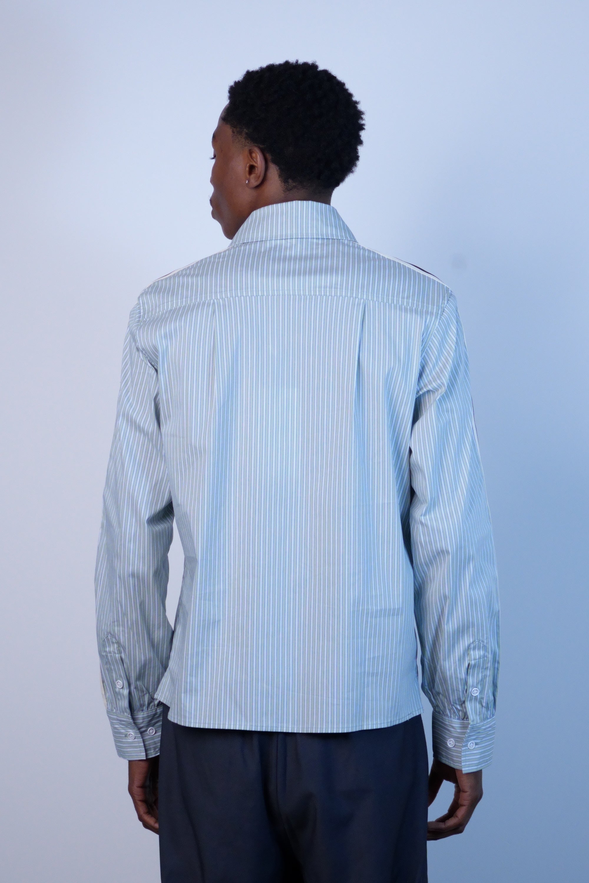 Woven Panel Business Shirt Green