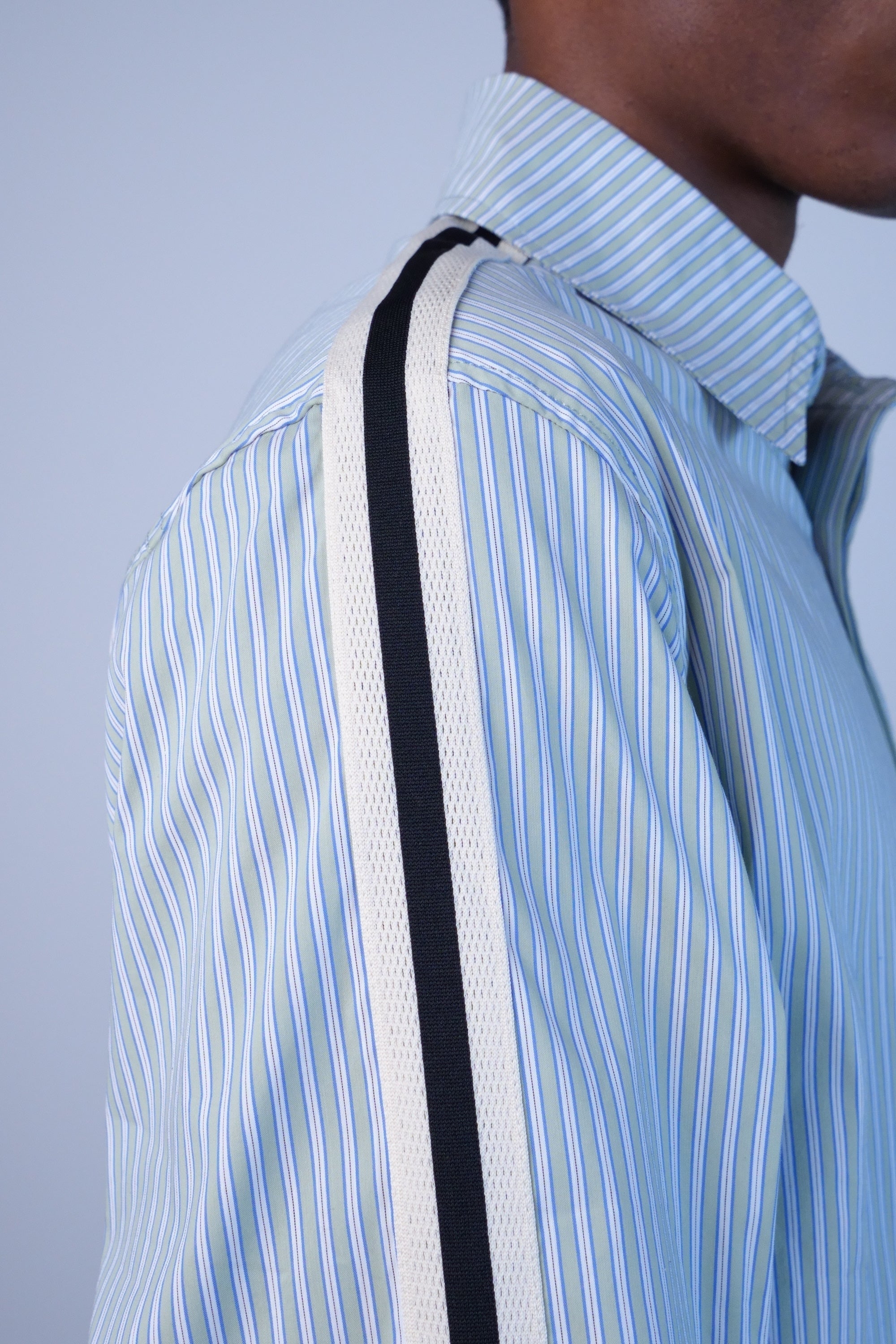 Woven Panel Business Shirt Green